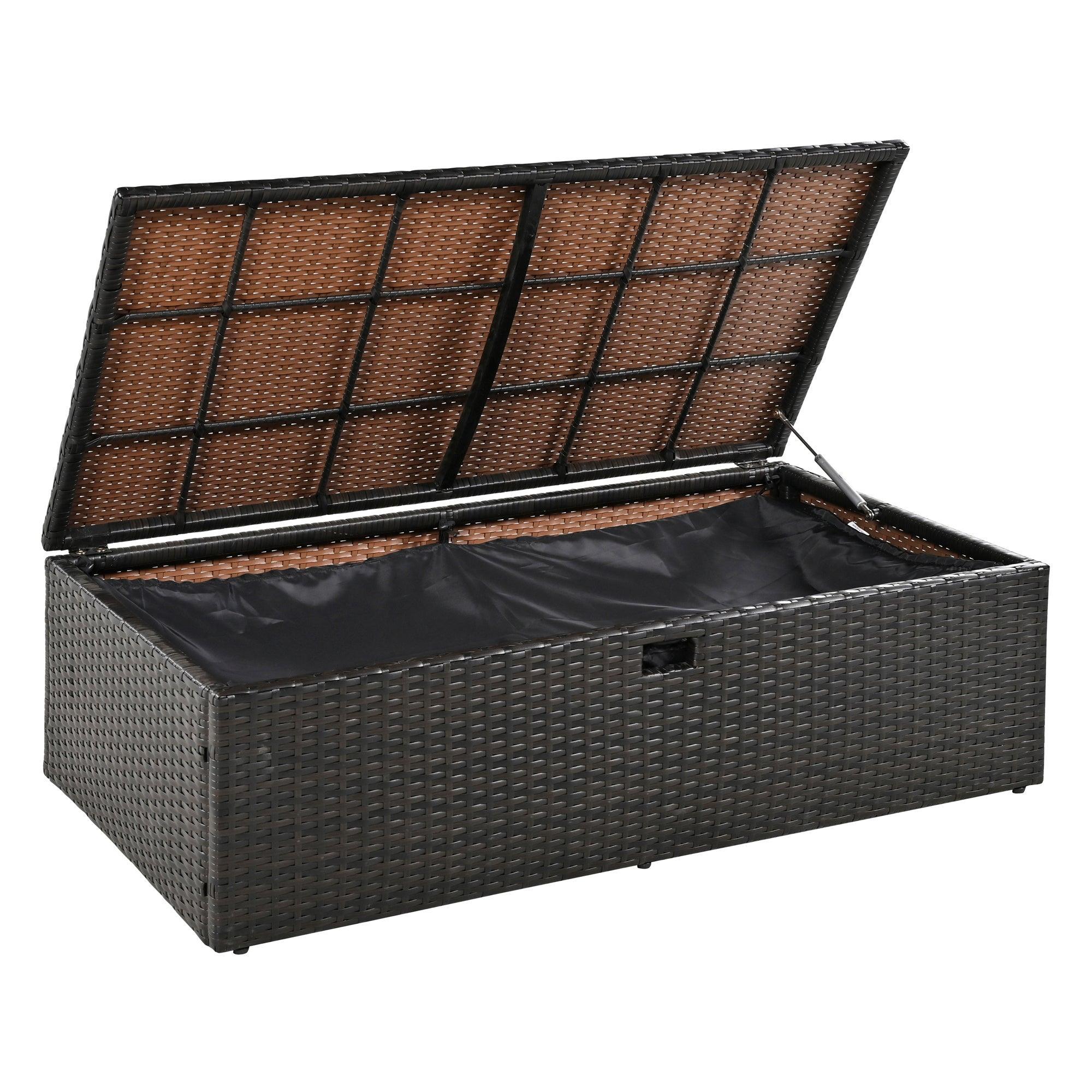 Parrot Uncle 2-Piece Outdoor Rattan Daybed with Bench Lounge Roof Set and Cushions for Poolside, Backyard and Garden - Image 3