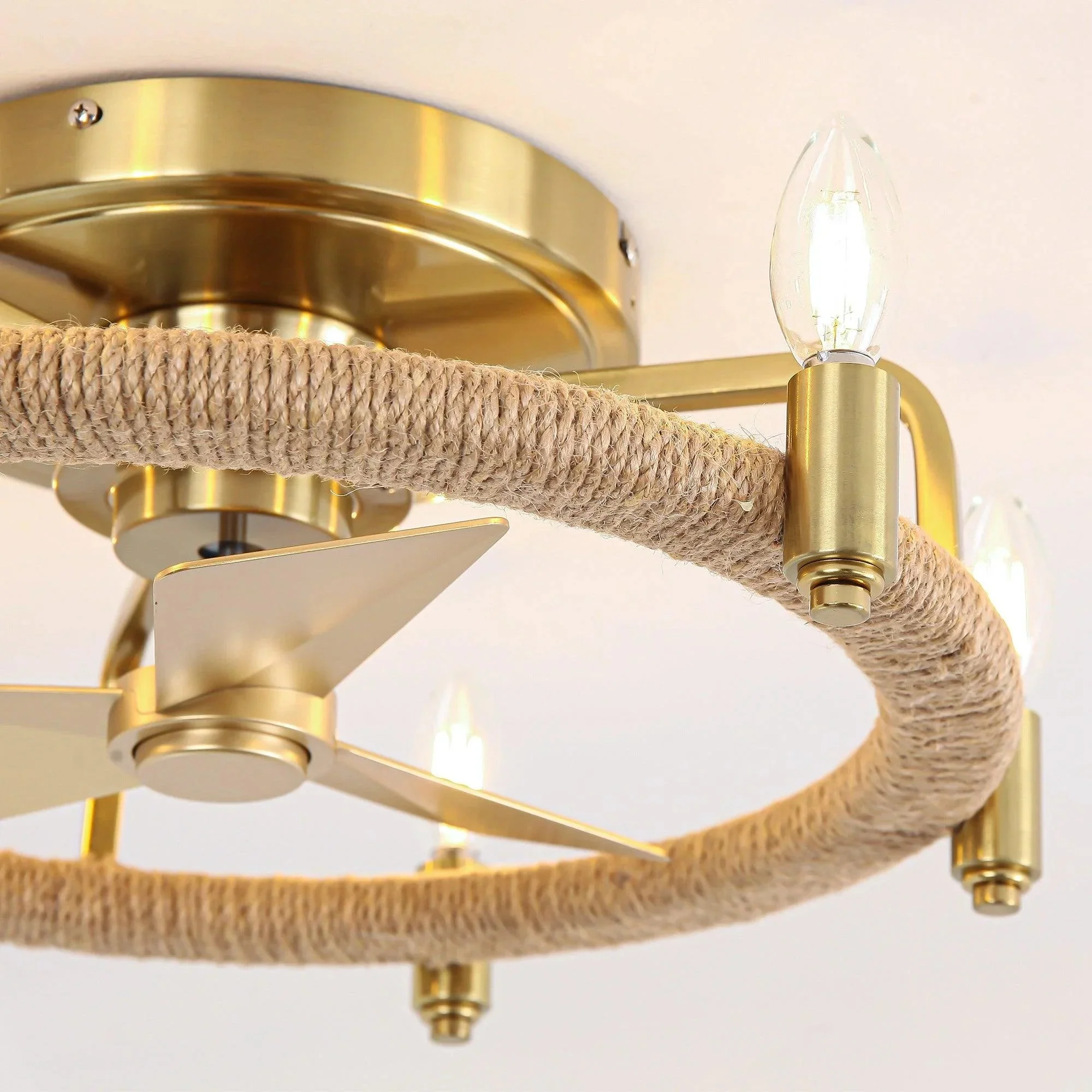 Parrot Uncle 20-Inch Flush Mount Golden Ceiling Fan with Light and Remote Control (F8322110V) - Image 3