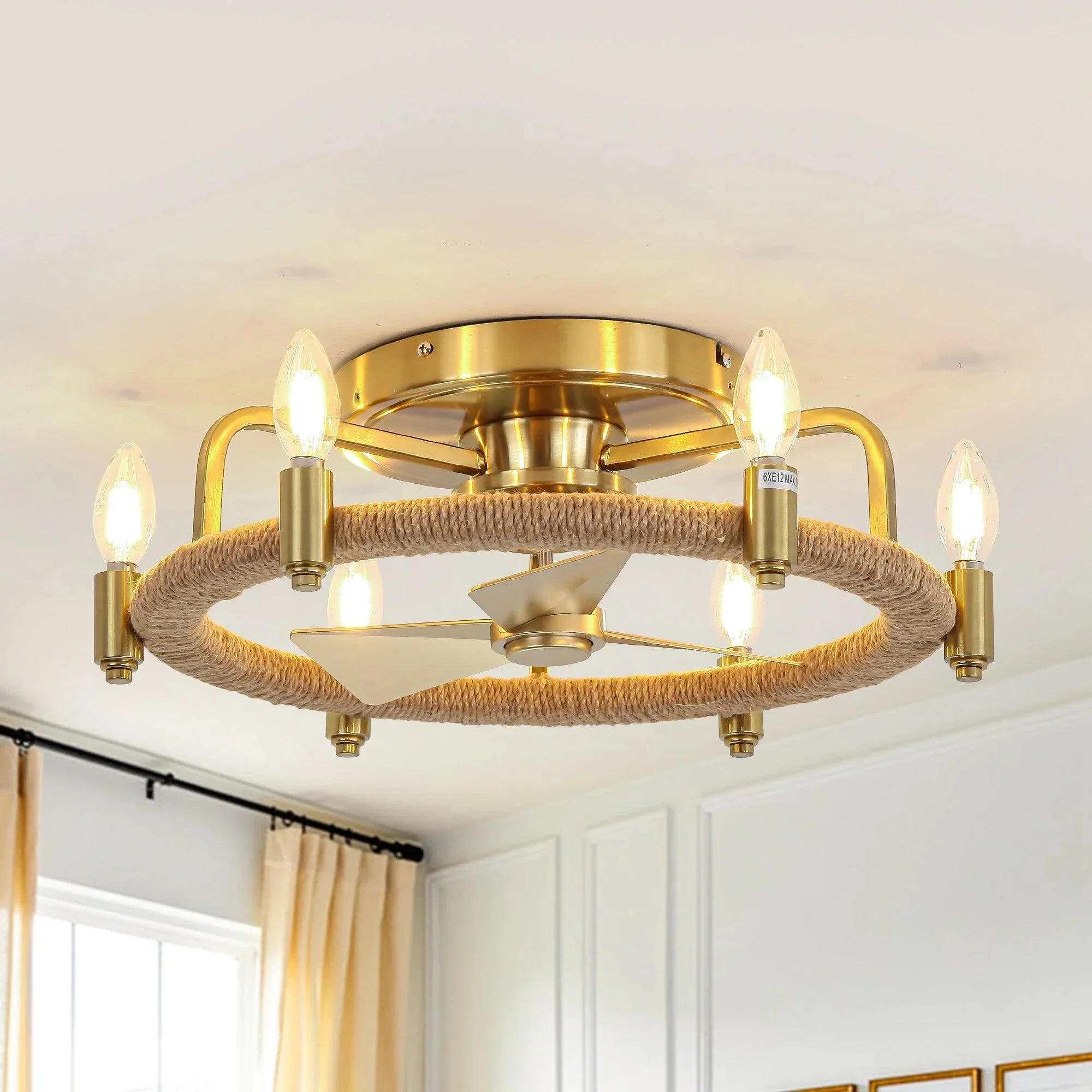 Parrot Uncle 20-Inch Flush Mount Golden Ceiling Fan with Light and Remote Control (F8322110V) - Image 5