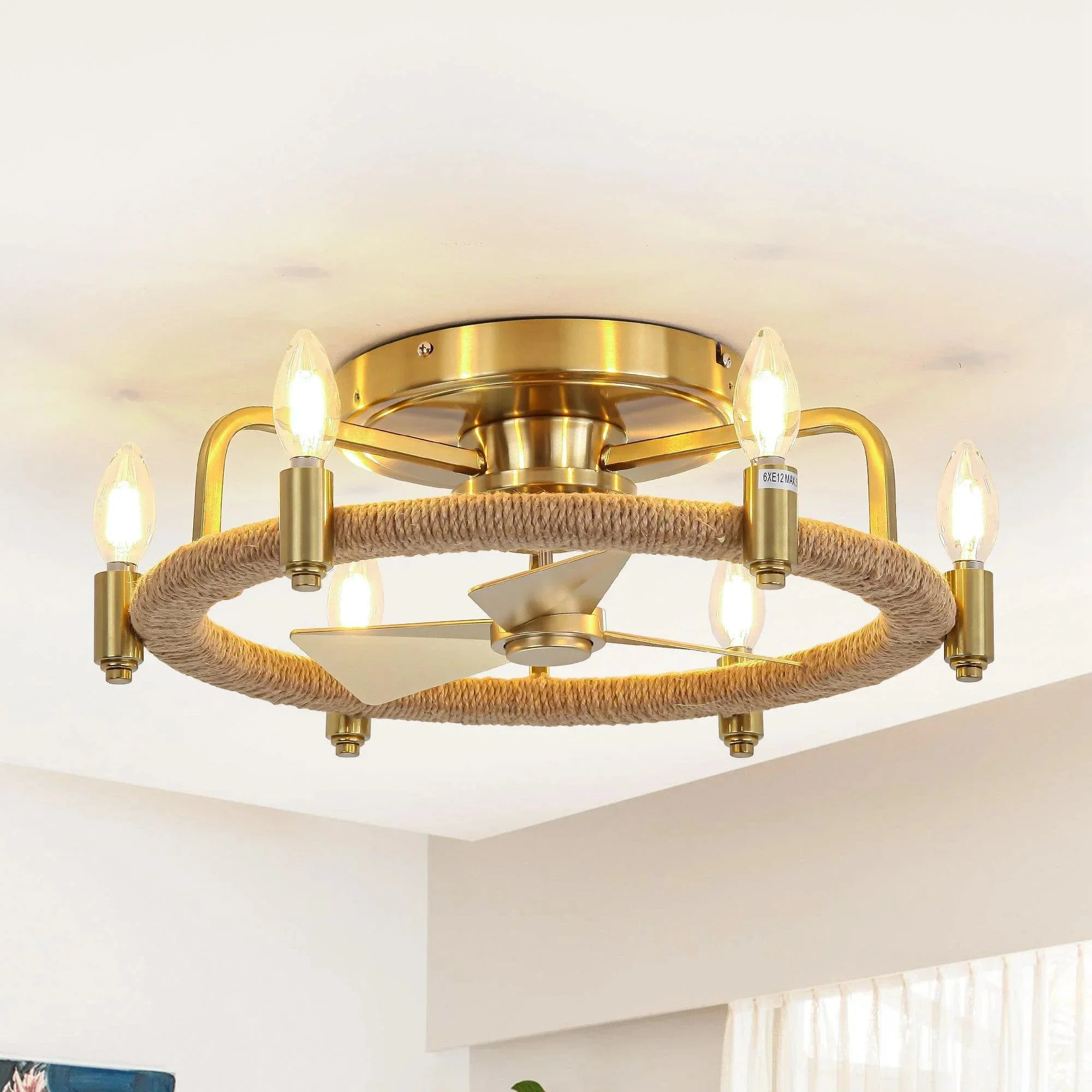Parrot Uncle 20-Inch Flush Mount Golden Ceiling Fan with Light and Remote Control (F8322110V) - Image 6