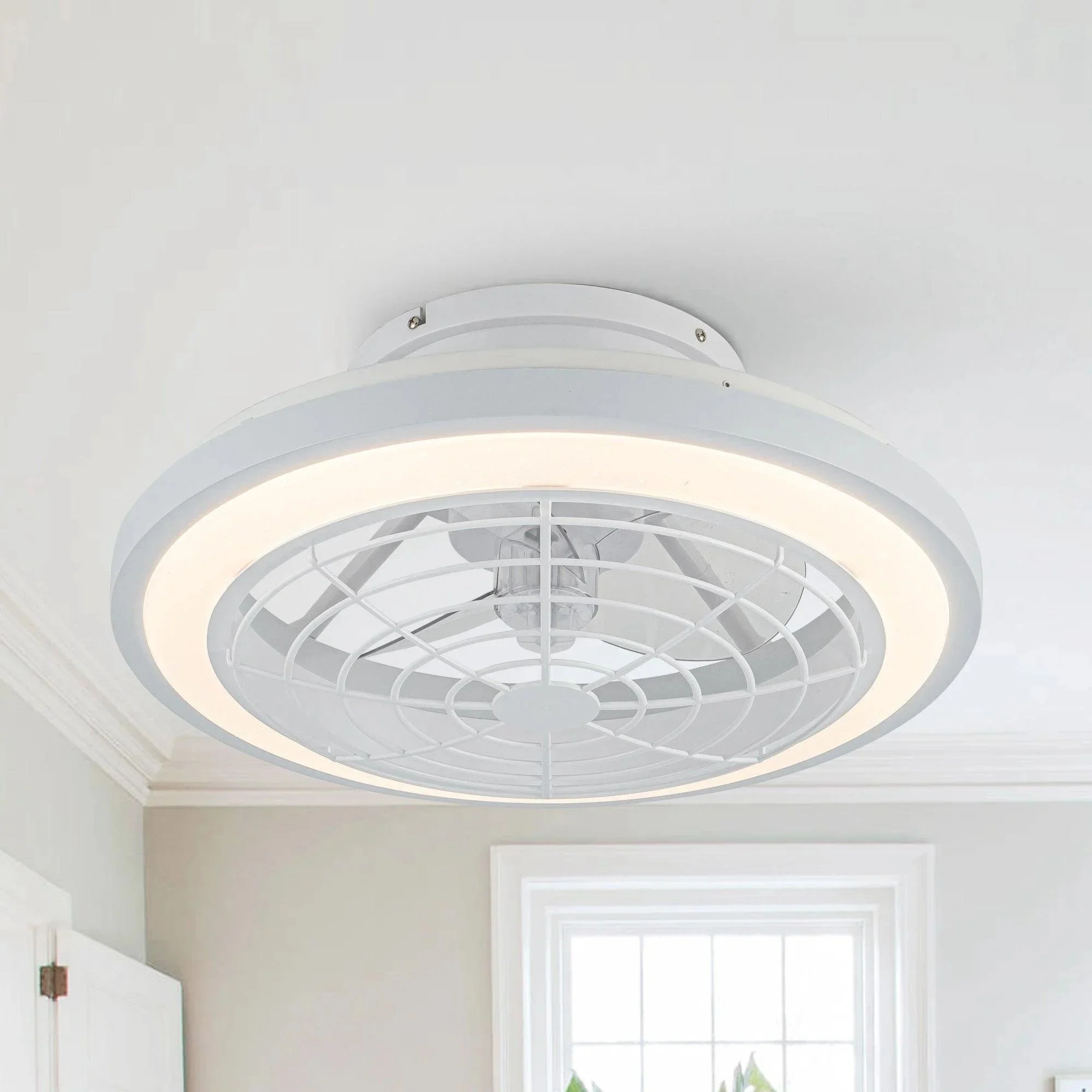 Parrot Uncle 20-Inch Ikon Modern DC Motor Flush Mount Reversible Ceiling Fan with Lighting and Remote Control (F8308110V) - Image 5
