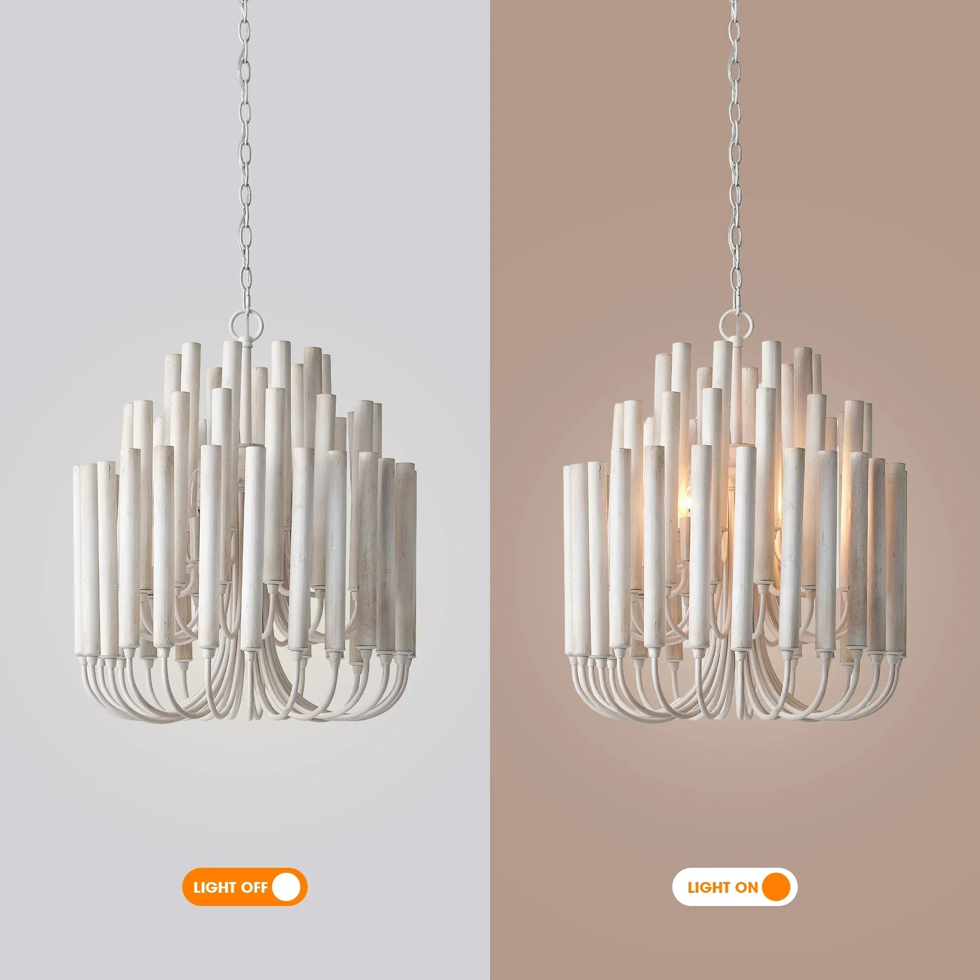 Parrot Uncle 20-Inch Borg 5-Light White Wooden Chandelier (BBD3015) - Image 6