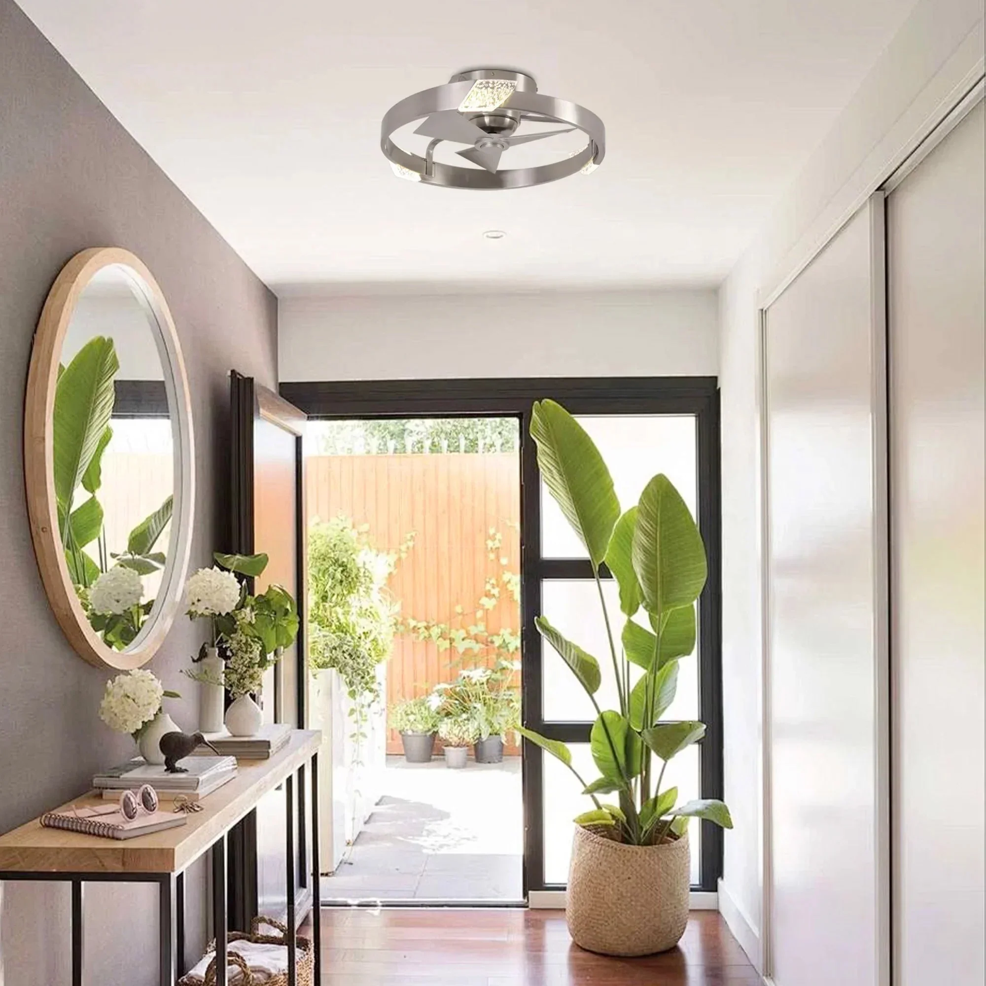 Parrot Uncle 20-Inch Hazel Satin Nickel Flush Mount LED Ceiling Fan with Remote Control (F3009) - Image 3