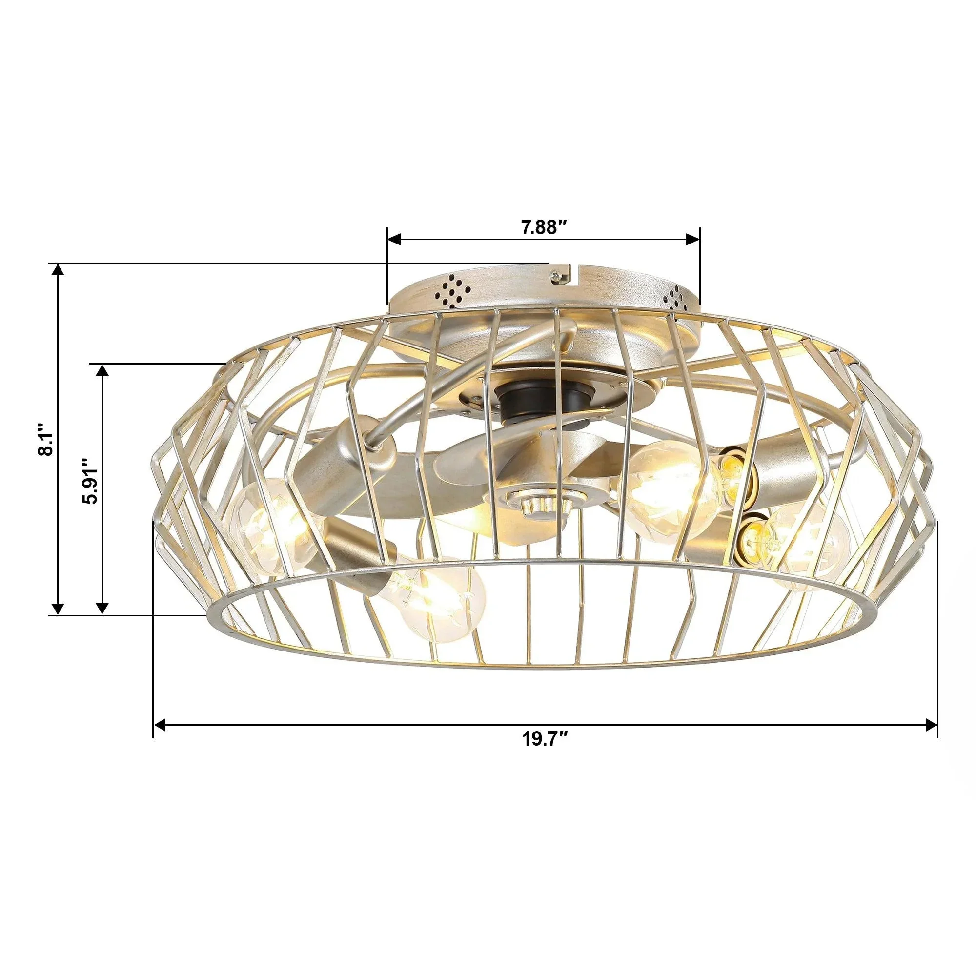 Parrot Uncle 20-Inch Silver Flush Mount Ceiling Fan with Light APP and Remote Control (BBF3001) - Image 15