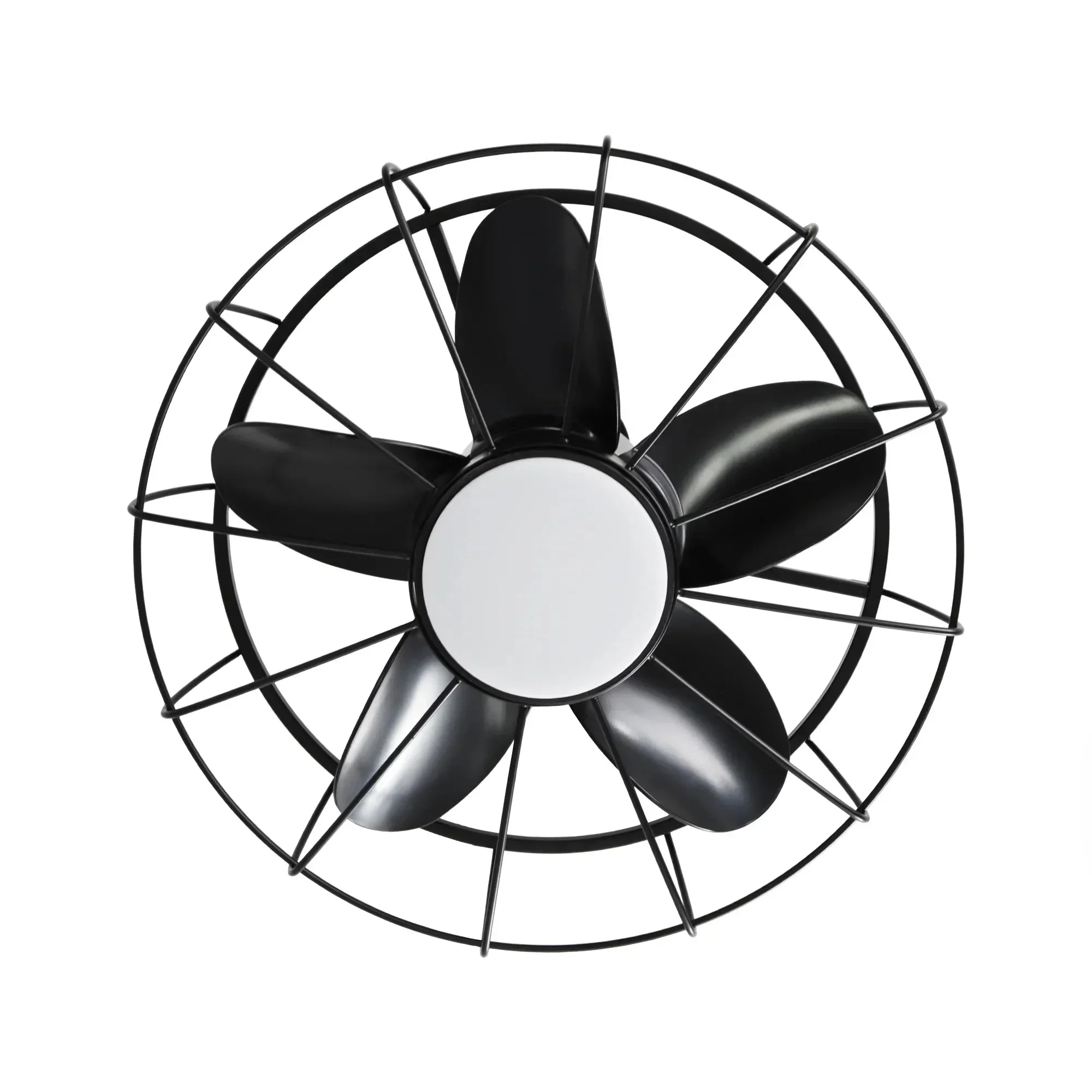 Parrot Uncle 20-Inch Vistula Outdoor DC Motor Black Industrial Hanging Buckle Downrod Ceiling Fan with Light (F2001BK) - Image 12