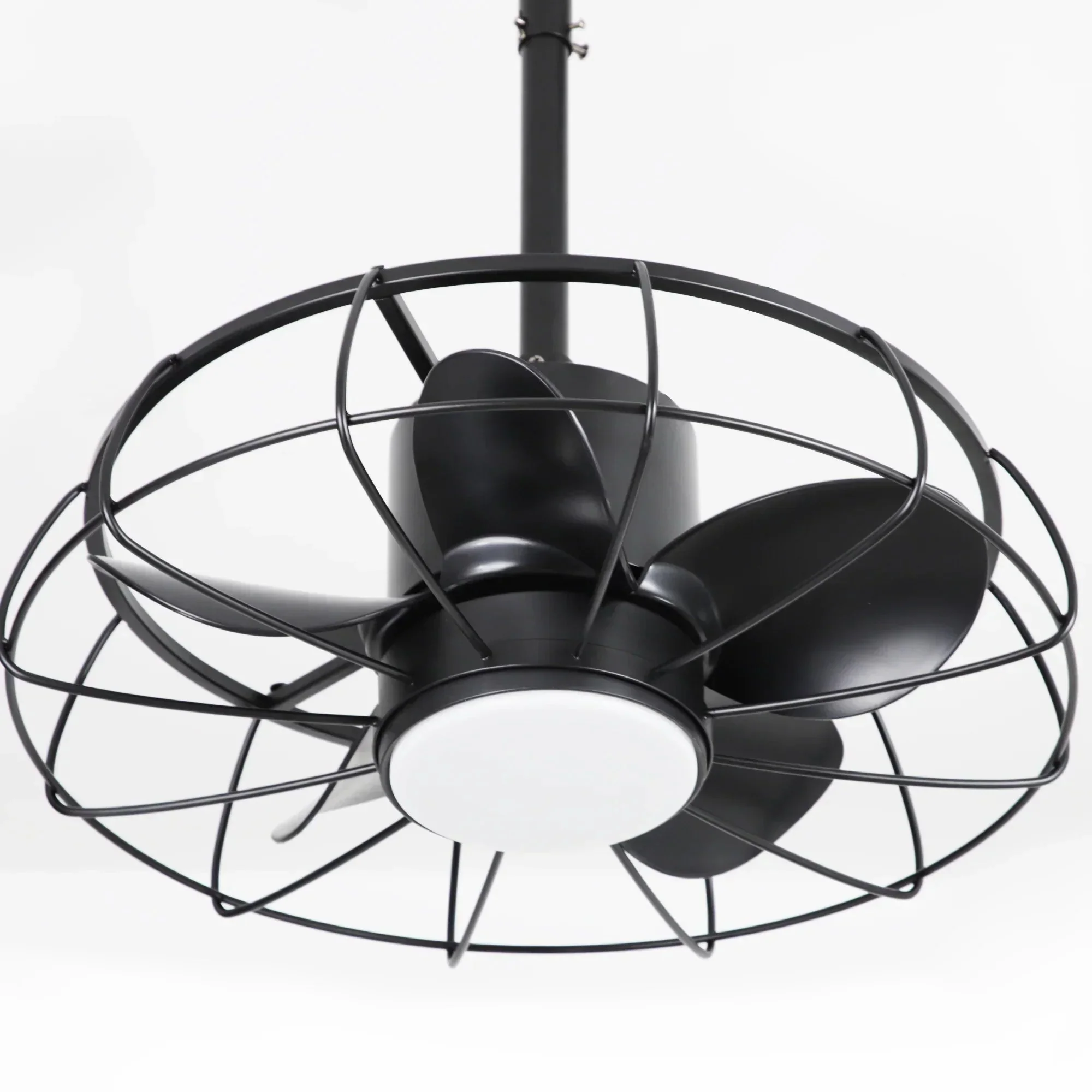 Parrot Uncle 20-Inch Vistula Outdoor DC Motor Black Industrial Hanging Buckle Downrod Ceiling Fan with Light (F2001BK) - Image 13
