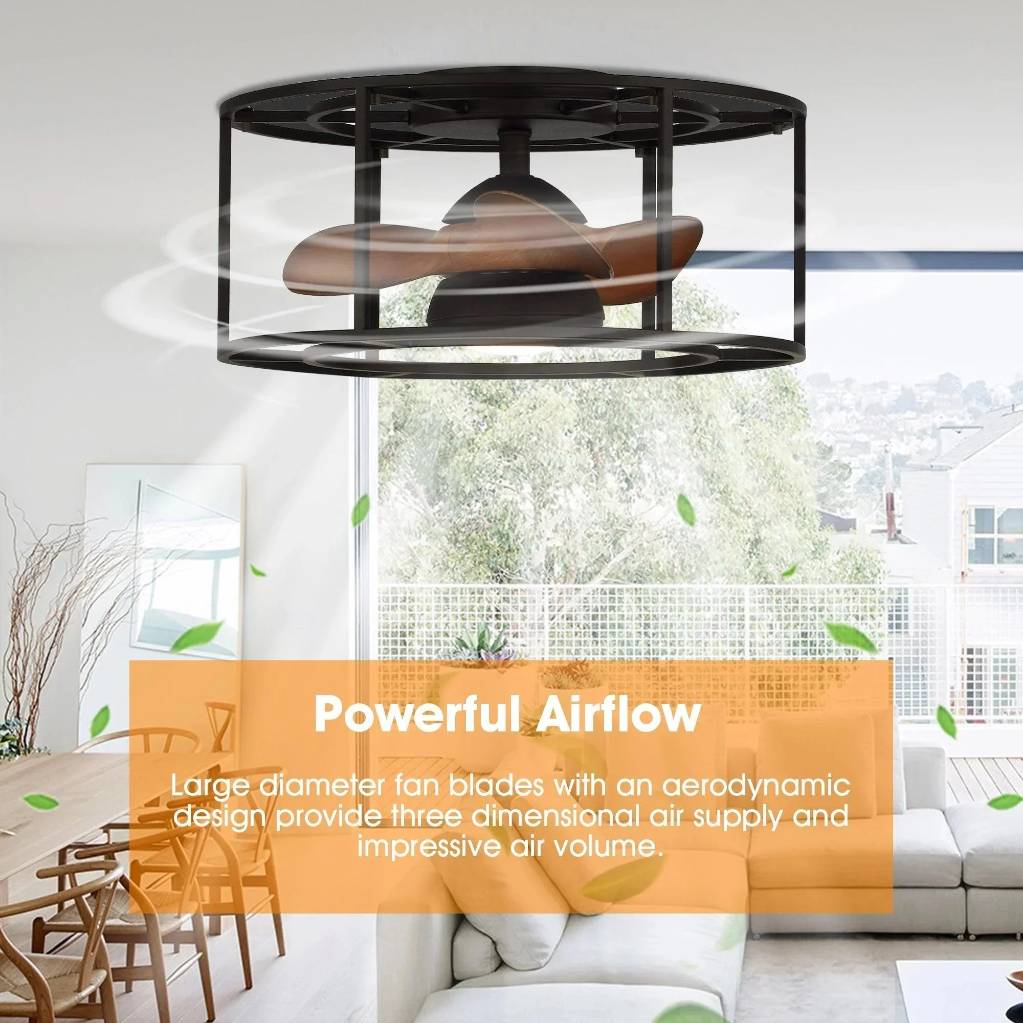 Parrot Uncle 20-Inch Kanpur Industrial Flush Mount Reversible Ceiling Fan with LED Lighting and Remote Control (A531101CC110V) - Image 10