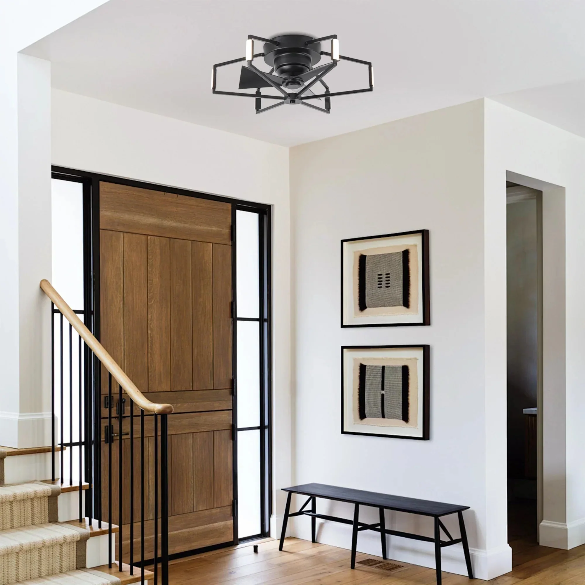 Parrot Uncle 21-Inch Wade Black Industrial Flush Mount LED Ceiling Fan (F3010) - Image 3