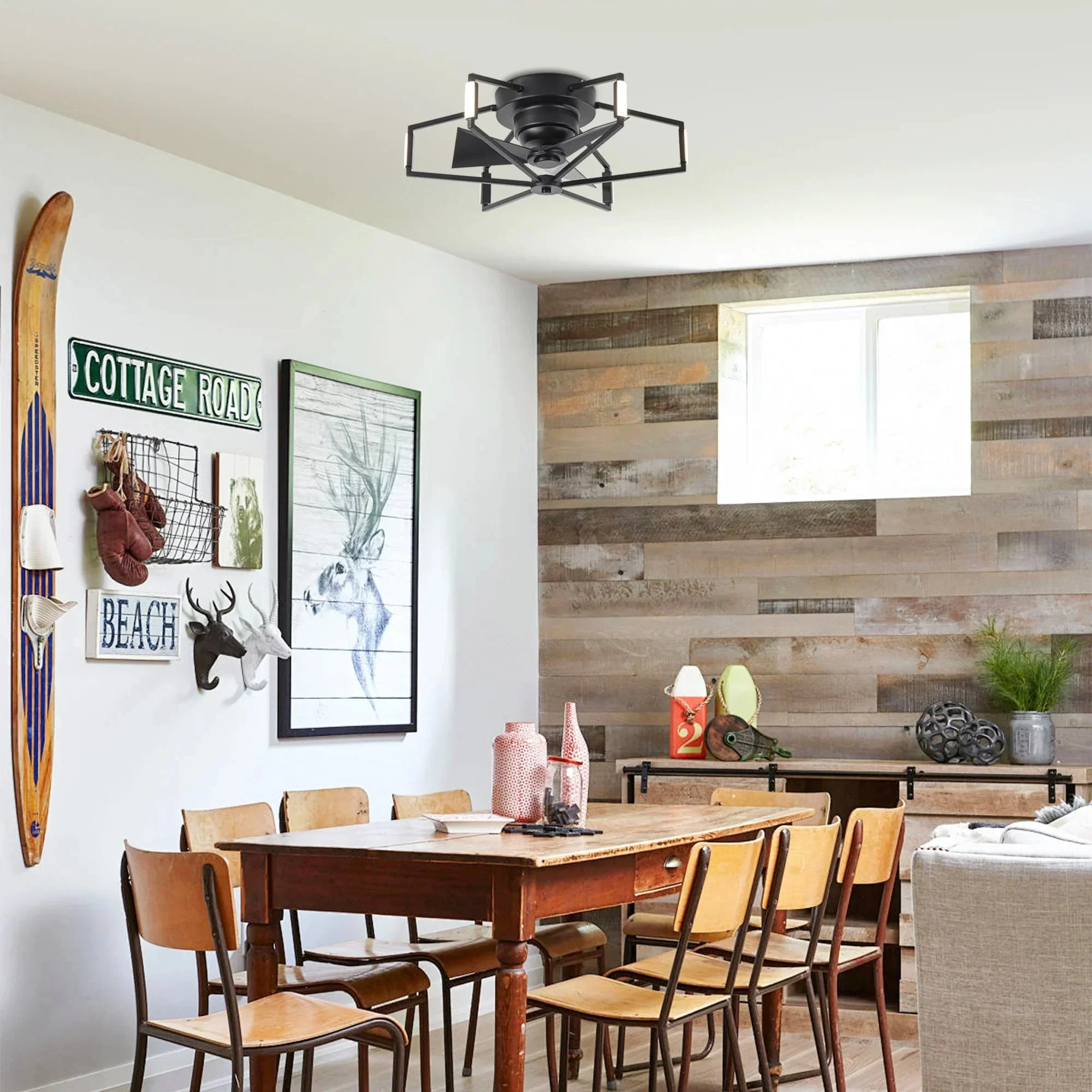Parrot Uncle 21-Inch Wade Black Industrial Flush Mount LED Ceiling Fan (F3010) - Image 4