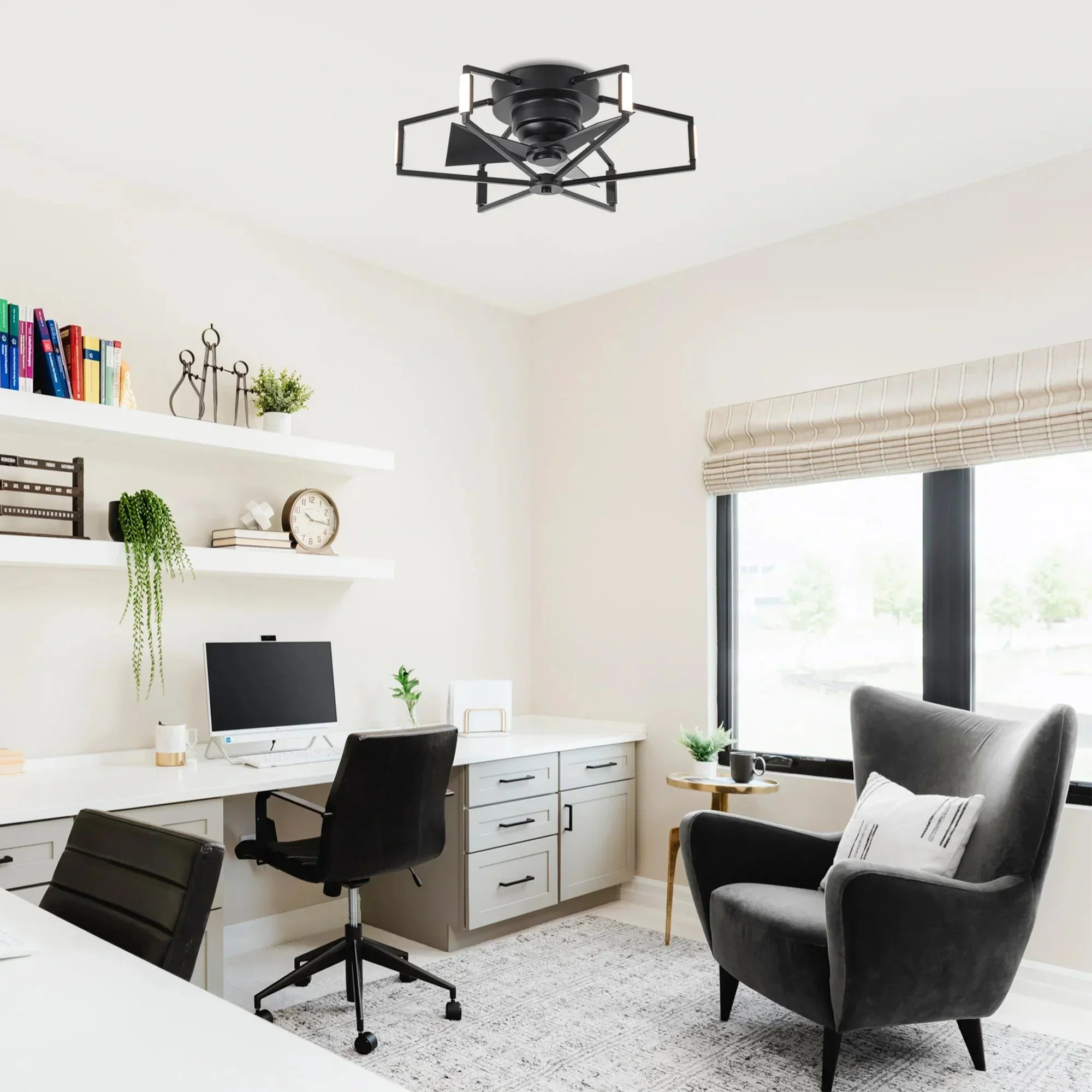 Parrot Uncle 21-Inch Wade Black Industrial Flush Mount LED Ceiling Fan (F3010) - Image 5