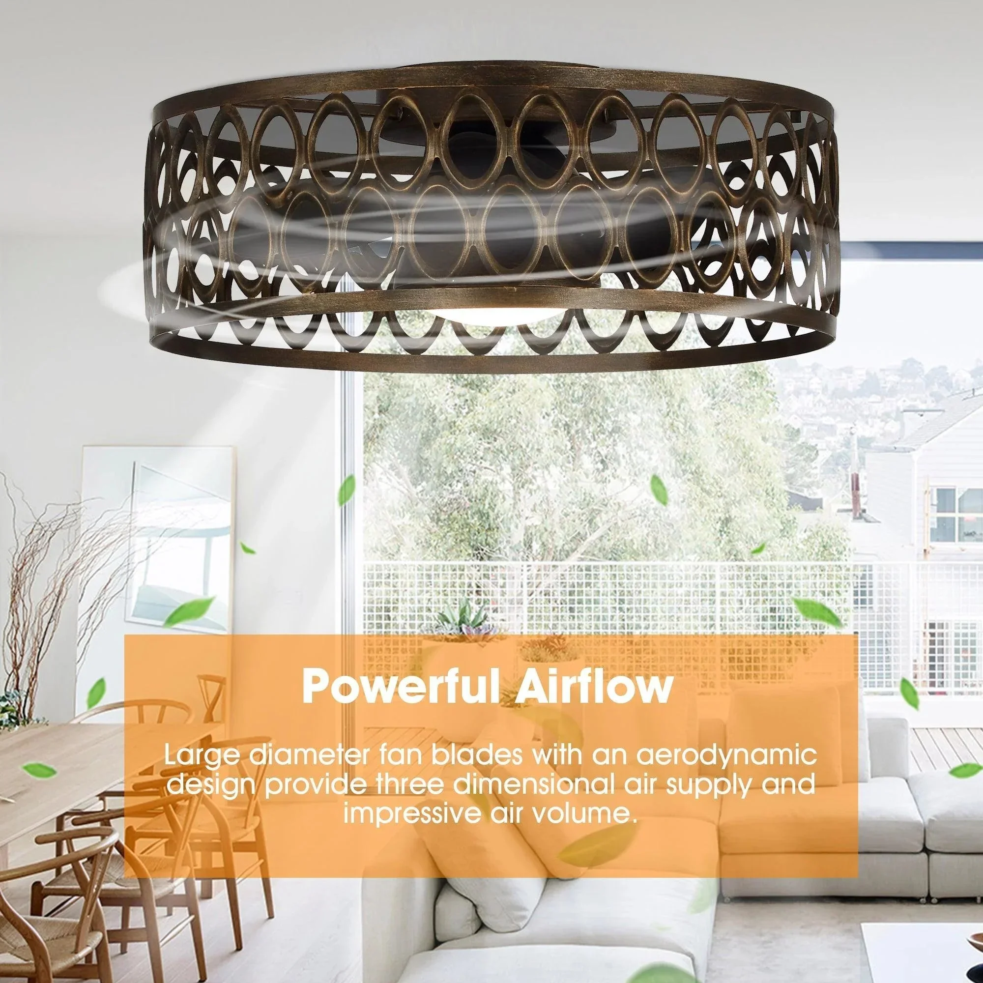 Parrot Uncle 21-Inch Kanpur Farmhouse Flush Mount Reversible Ceiling Fan with LED Lighting and Remote Control (A570301CA110V) - Image 11