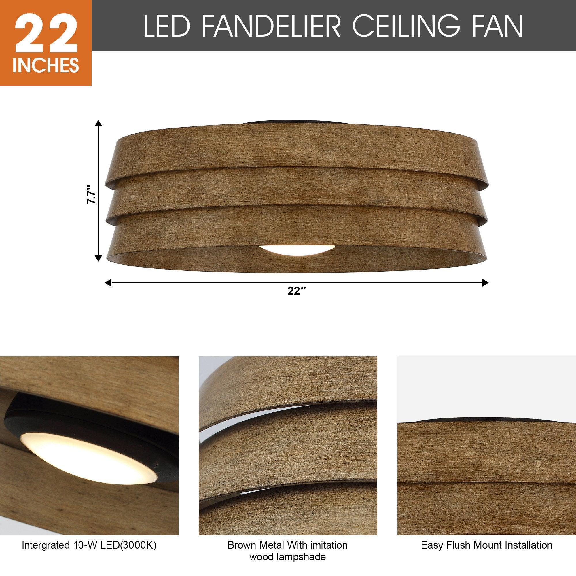 Parrot Uncle 22-Inch Farmhouse Flush Mount Reversible Ceiling Fan with LED Lighting and Remote Control (A560701CA110V) - Image 6