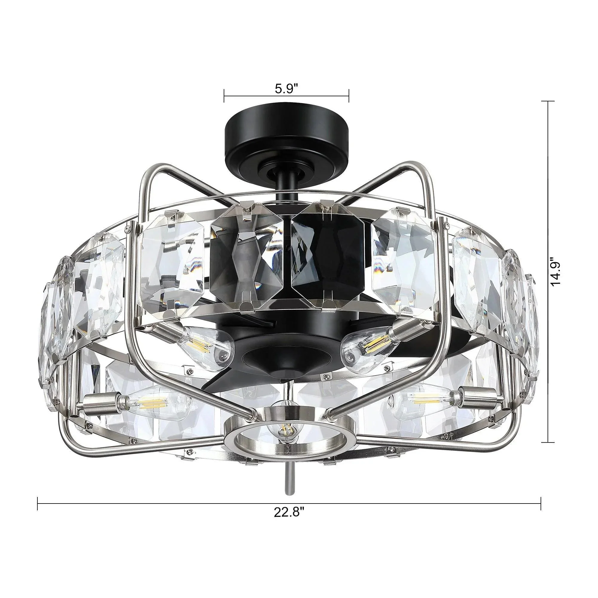 Parrot Uncle 23-Inch Modern DC Motor Downrod Mount Reversible Fandelier Ceiling Fan with Lighting and Remote Control (F8237110V) - Image 13