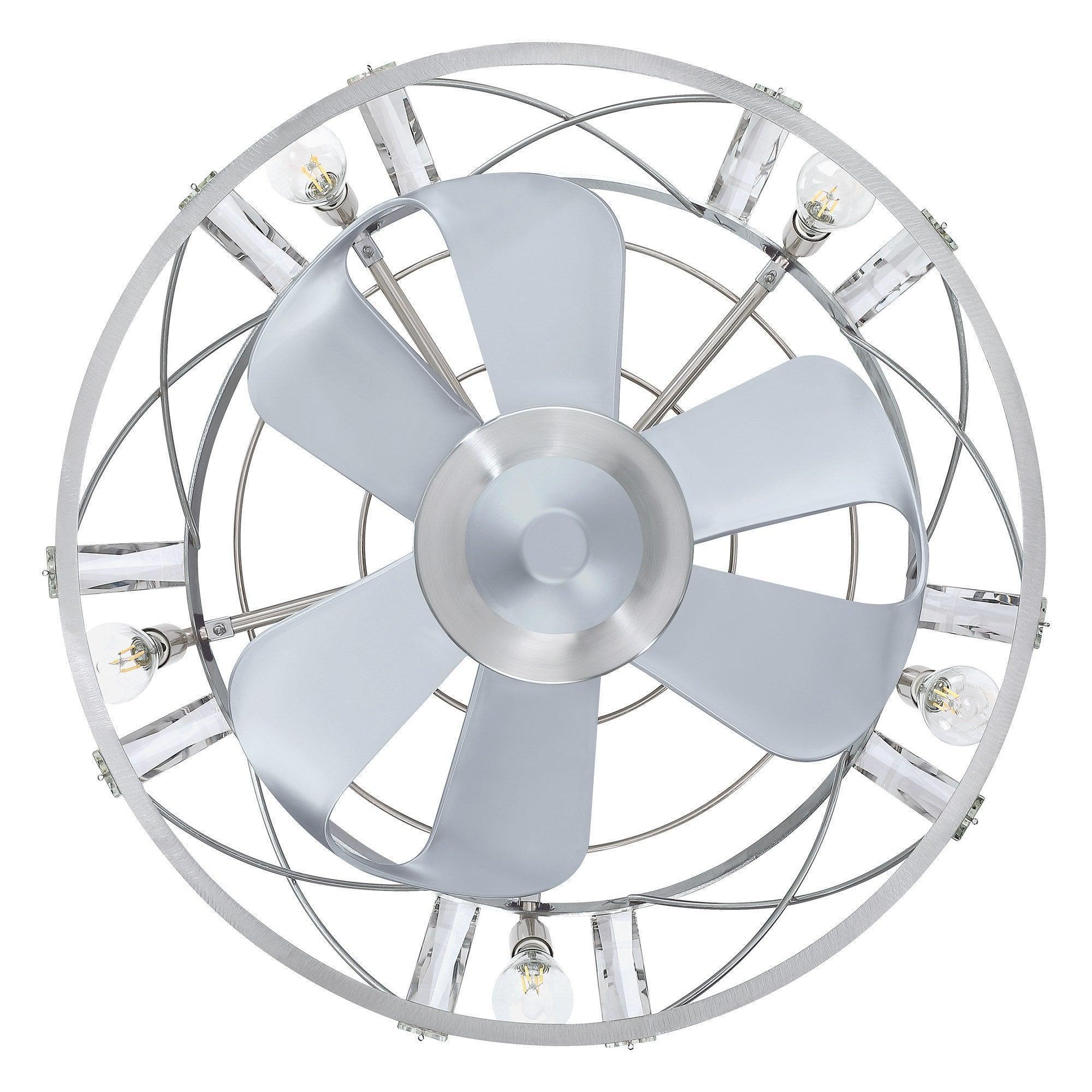 Parrot Uncle 23-Inch Modern Satin Nickel DC Motor Downrod Mount Reversible Fandelier Ceiling Fan with Lighting and Remote Control - Image 13
