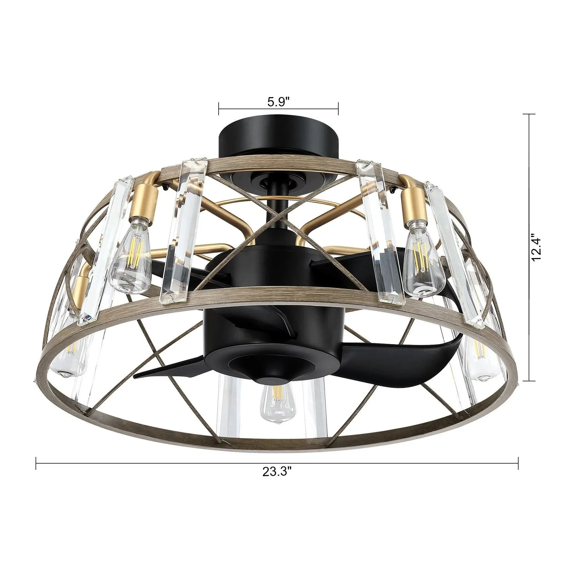 Parrot Uncle 23-Inch Modern Satin Nickel DC Motor Downrod Mount Reversible Fandelier Ceiling Fan with Lighting and Remote Control - Image 16