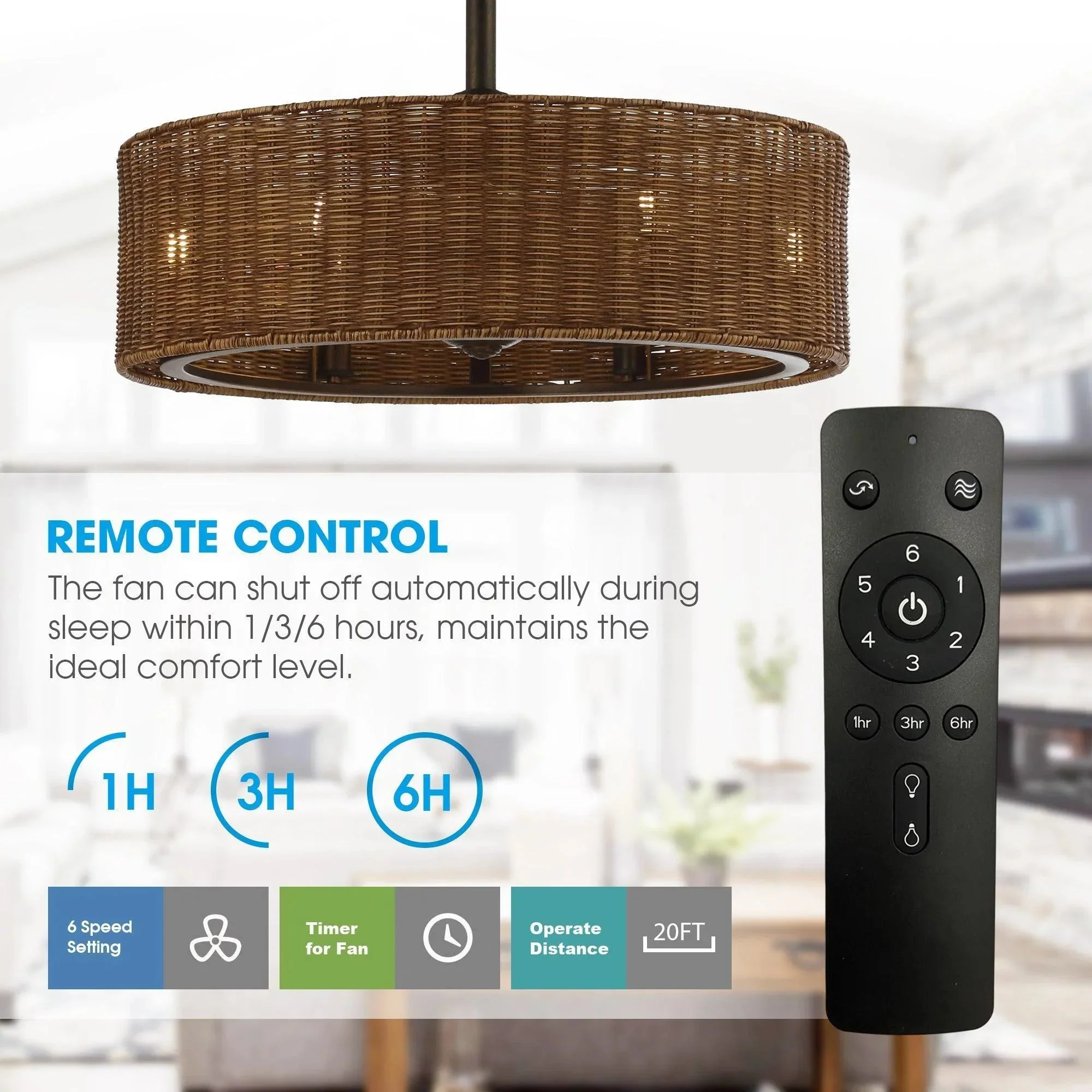 Parrot Uncle 24-Inch Farmhouse DC Motor Ceiling Fan with Lighting and Remote Control (A556606CA110V) - Image 9