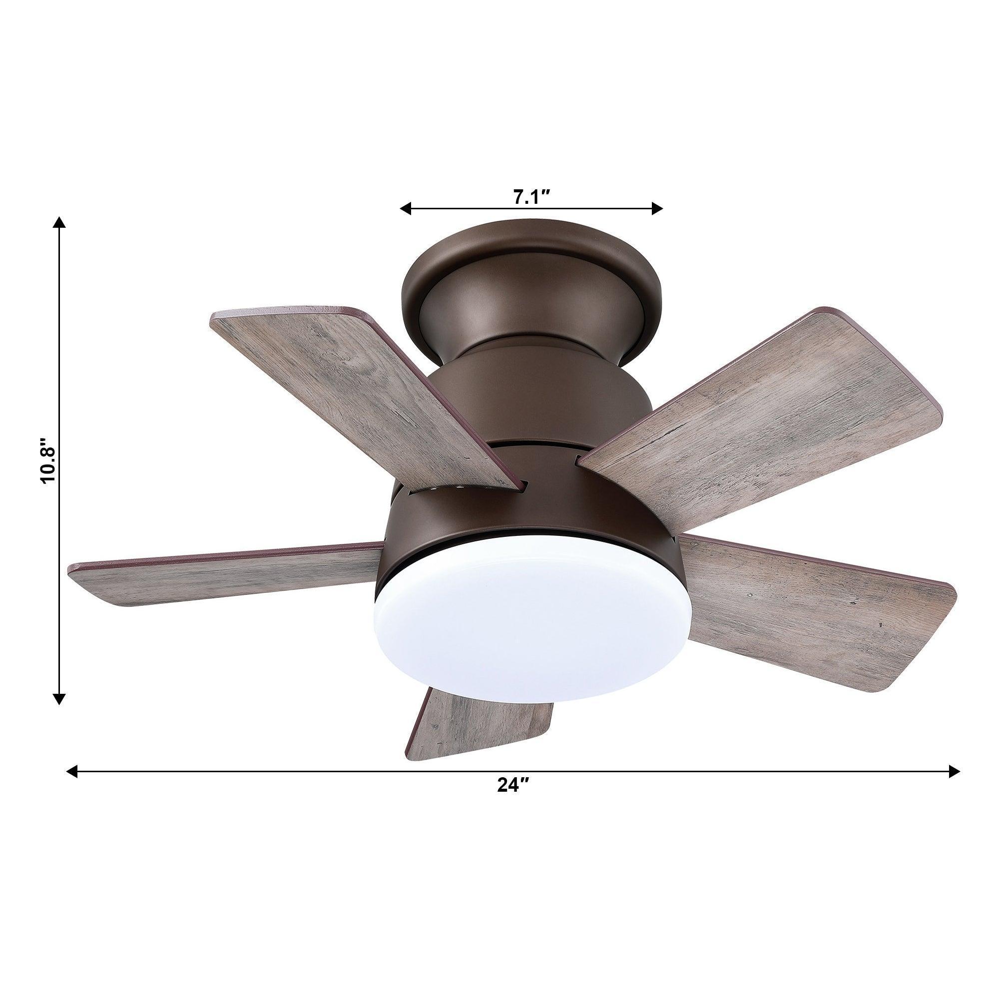 Parrot Uncle 24-Inch Farmhouse Flush Mount Reversible Iron Ceiling Fan with Lighting and Remote Control - Image 11