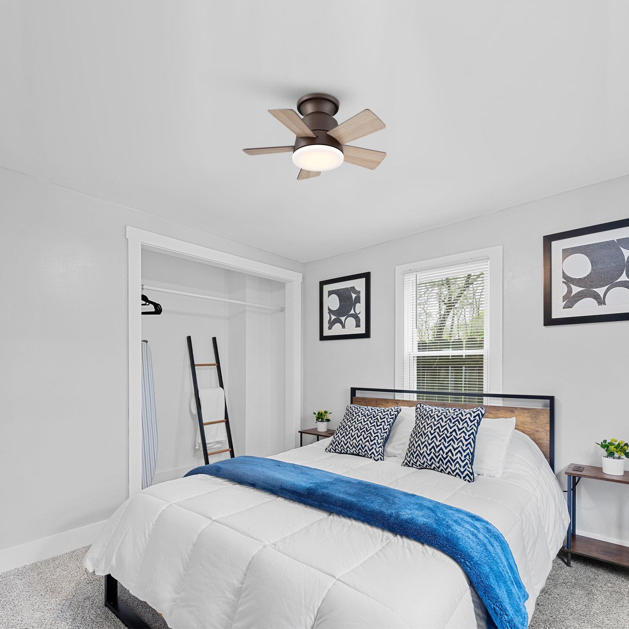 Parrot Uncle 24-Inch Farmhouse Flush Mount Reversible Iron Ceiling Fan with Lighting and Remote Control - Image 2