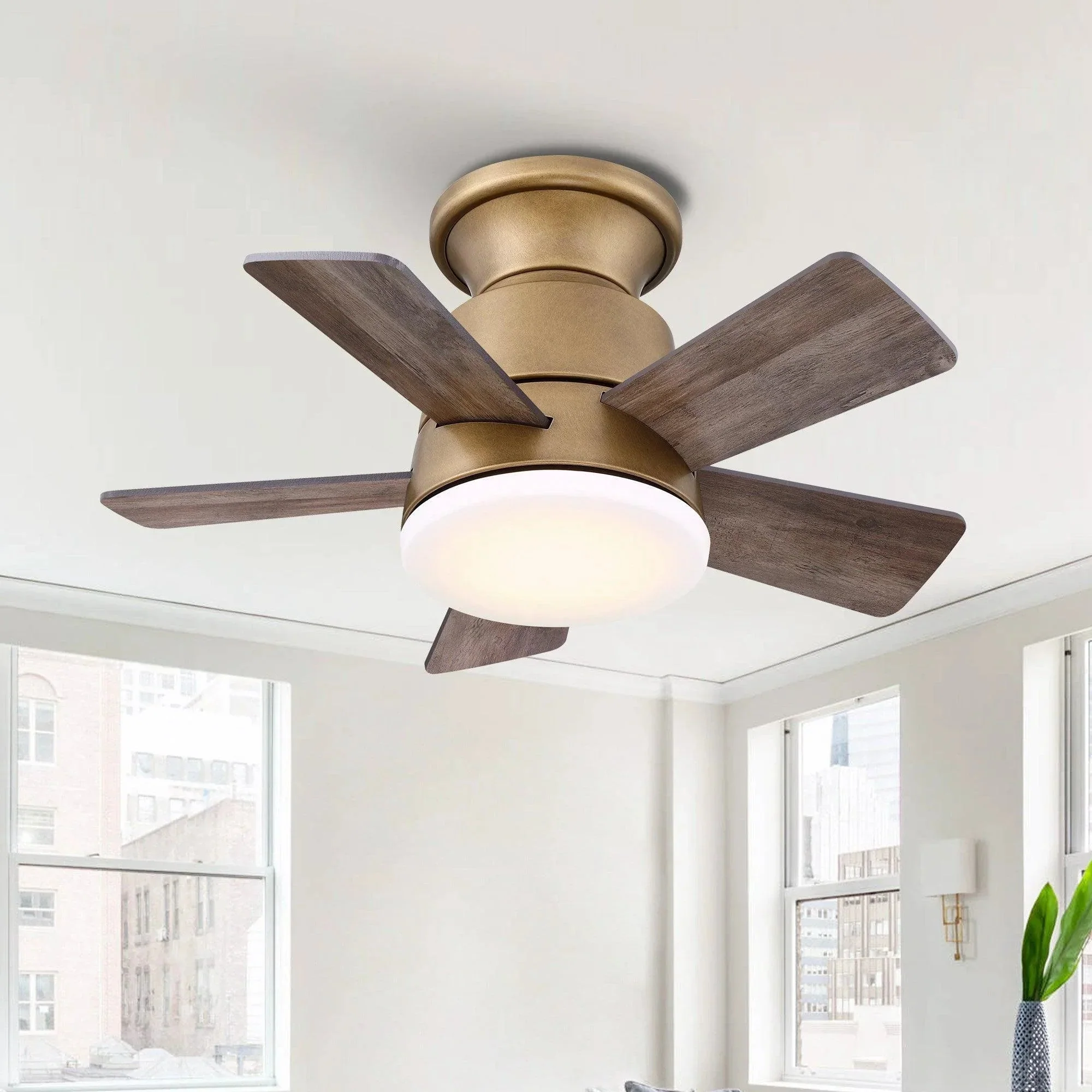 Parrot Uncle 24-Inch Farmhouse Flush Mount Reversible Iron Ceiling Fan with Lighting and Remote Control - Image 25
