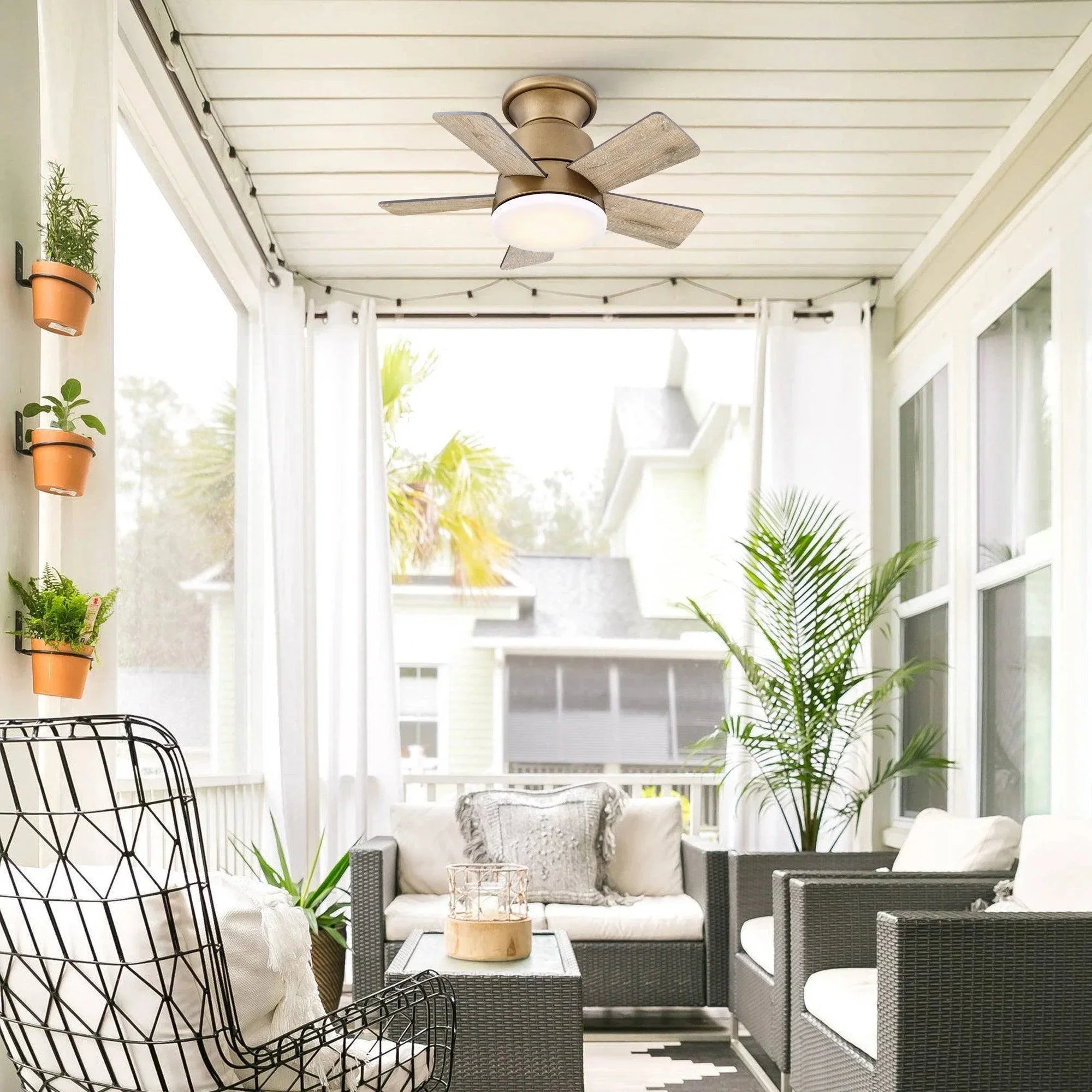 Parrot Uncle 24-Inch Farmhouse Flush Mount Reversible Iron Ceiling Fan with Lighting and Remote Control - Image 28