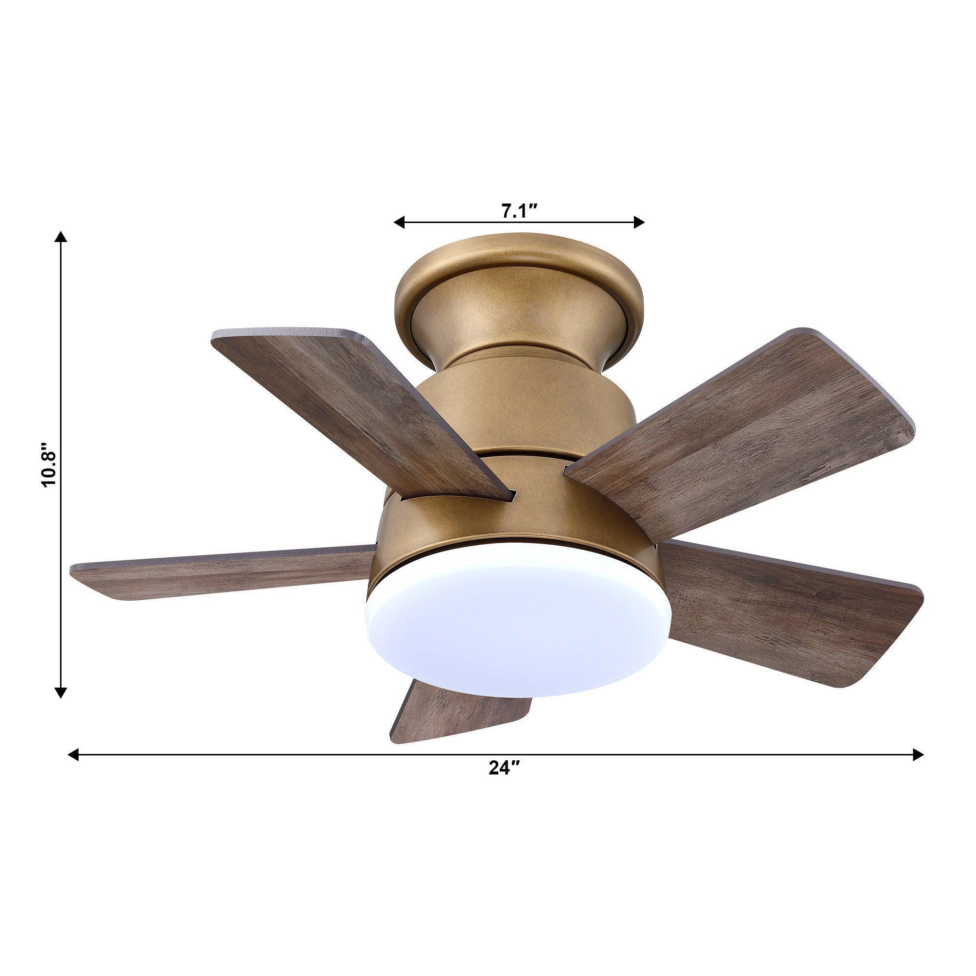 Parrot Uncle 24-Inch Farmhouse Flush Mount Reversible Iron Ceiling Fan with Lighting and Remote Control - Image 34