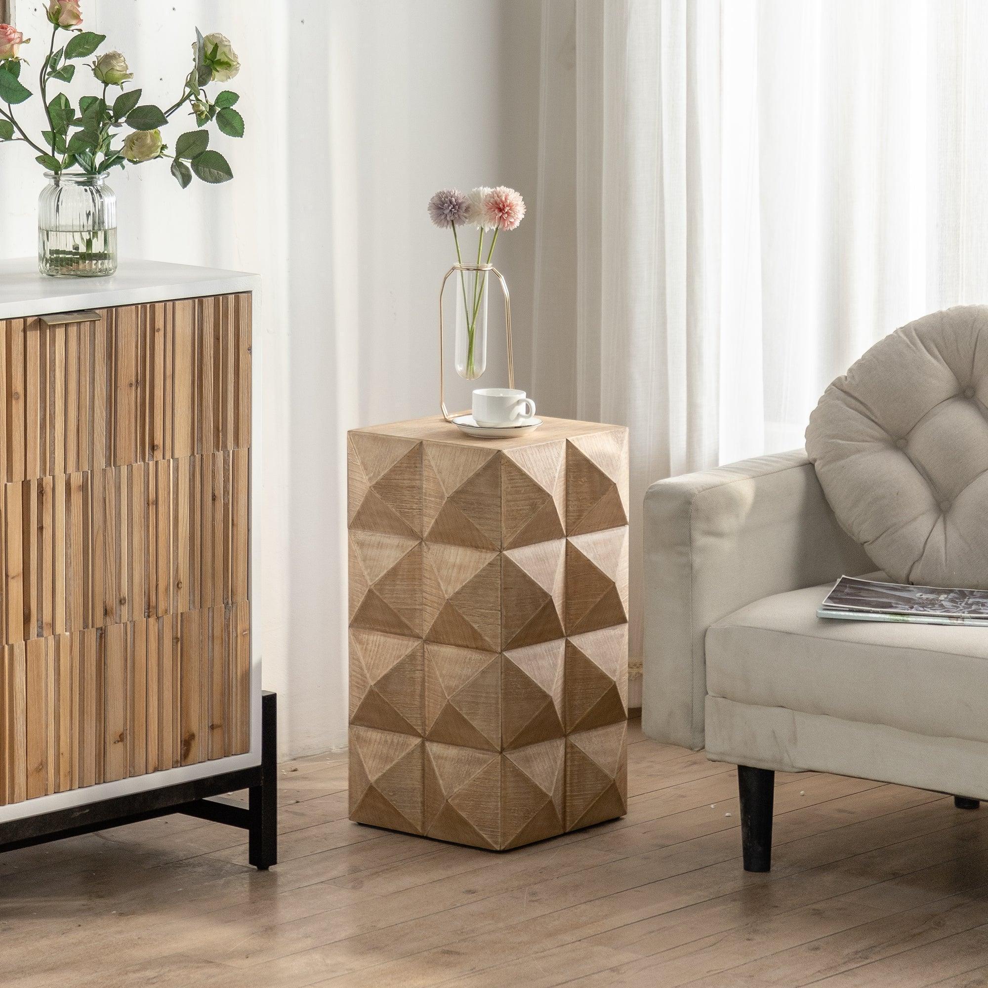 Parrot Uncle 24-Inch Three-Dimensional Embossed Pattern Design Retro Coffee Table MDF Retro Furniture - Image 2