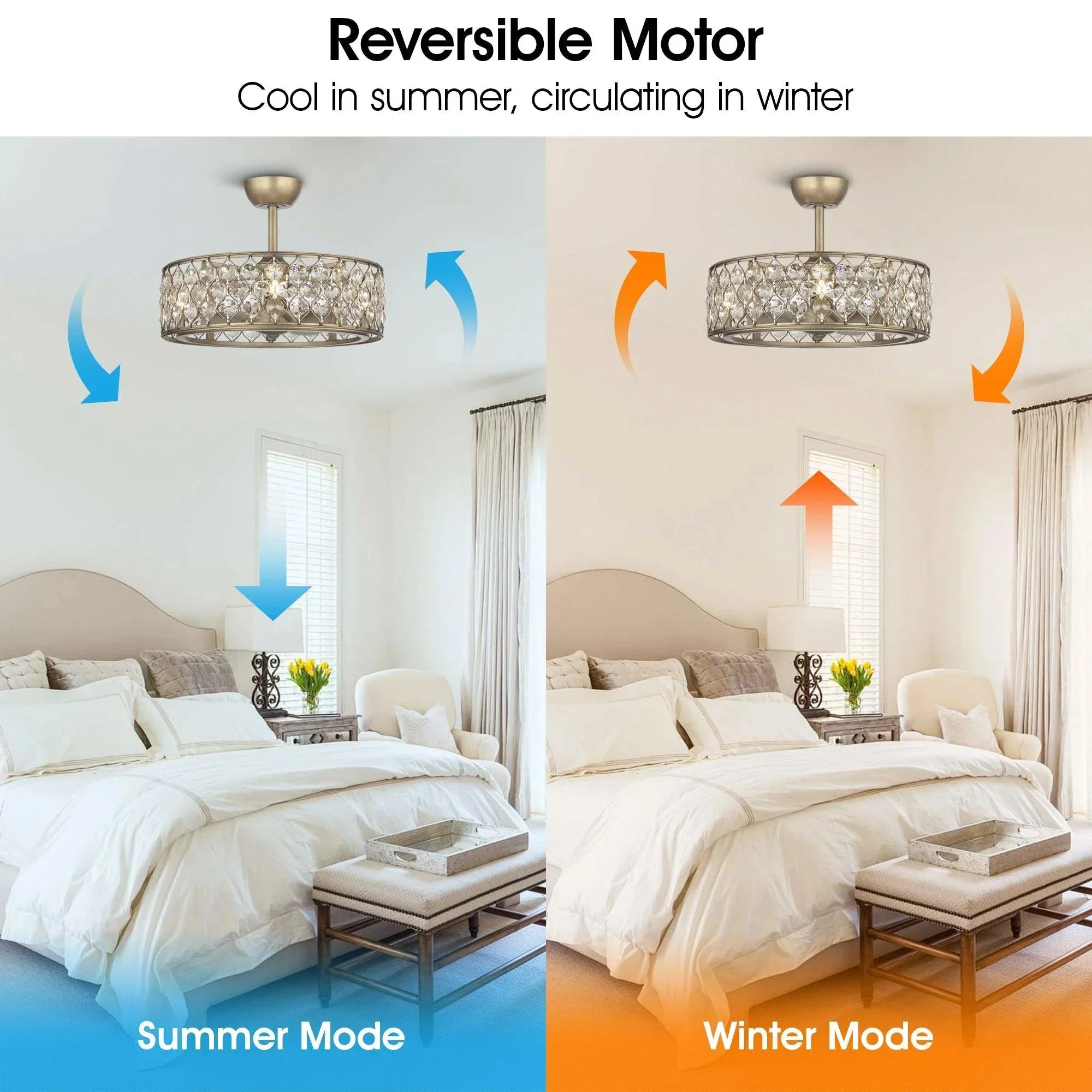 Parrot Uncle 25-Inch Modern Downrod Mount Crystal Fandelier with Lighting and Remote Control (A017204CA110V) - Image 4