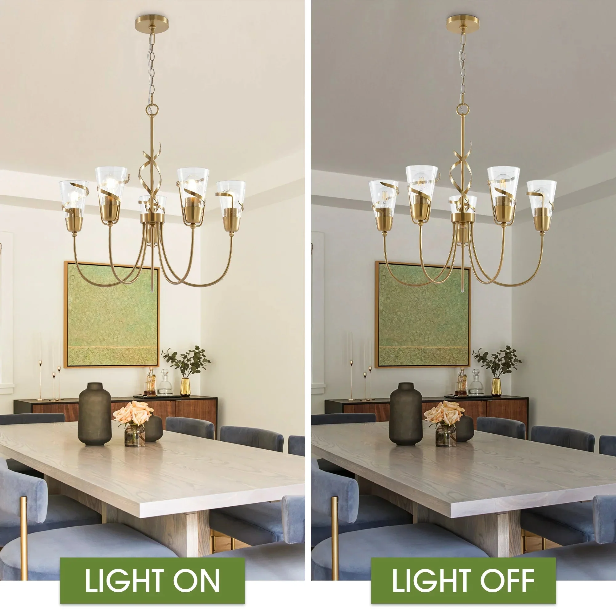 Parrot Uncle 26-Inch Uriah 5-Light Golden Chandelier (D3019) - Image 6