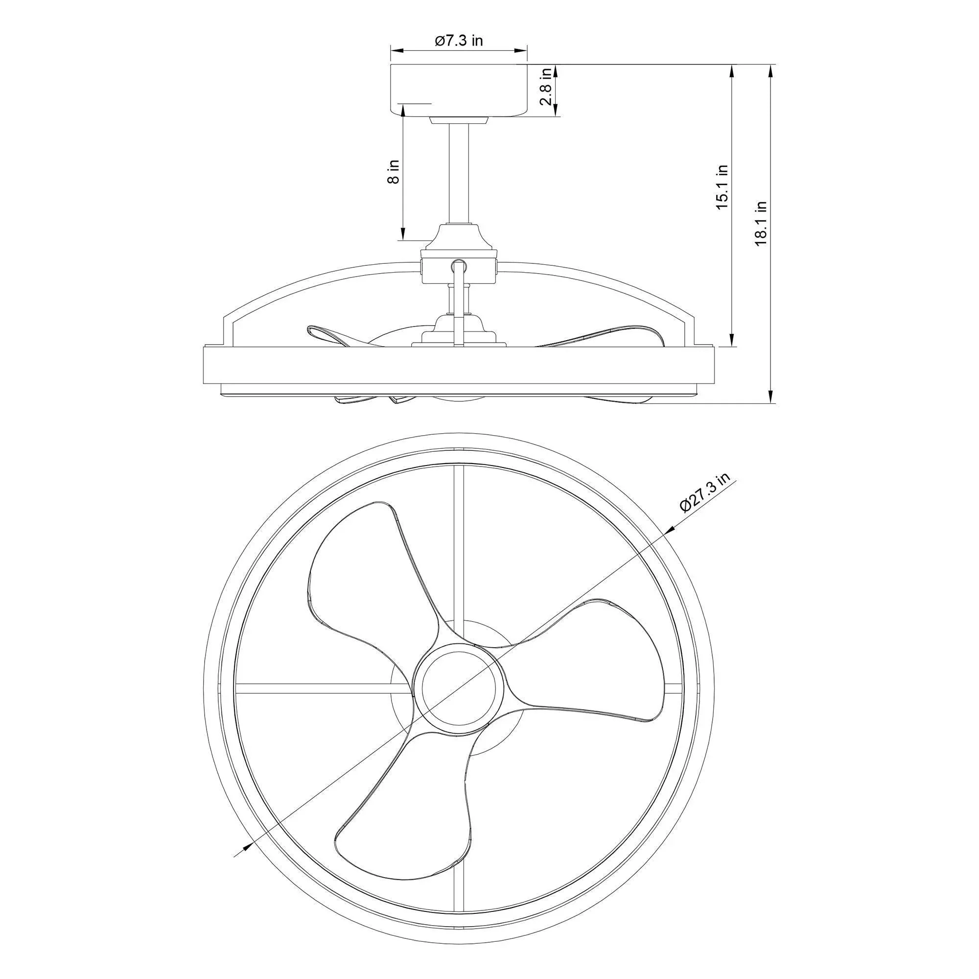 Parrot Uncle 27-Inch Arthur Industrial DC Motor Downrod Mount Ceiling Fan with Lighting and Remote Control (F8315110V) - Image 16