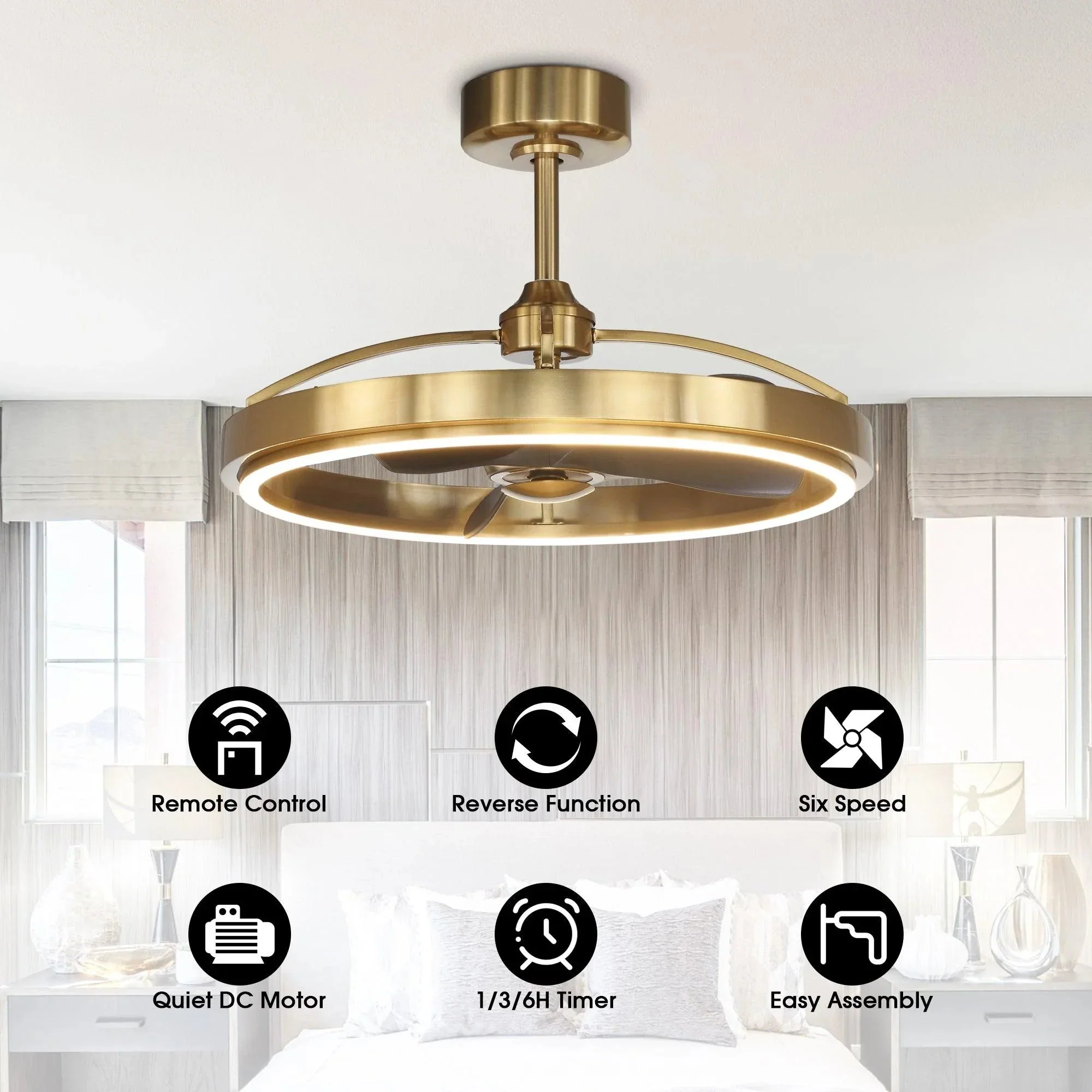 Parrot Uncle 27-Inch Arthur Industrial DC Motor Downrod Mount Ceiling Fan with Lighting and Remote Control (F8315110V) - Image 9
