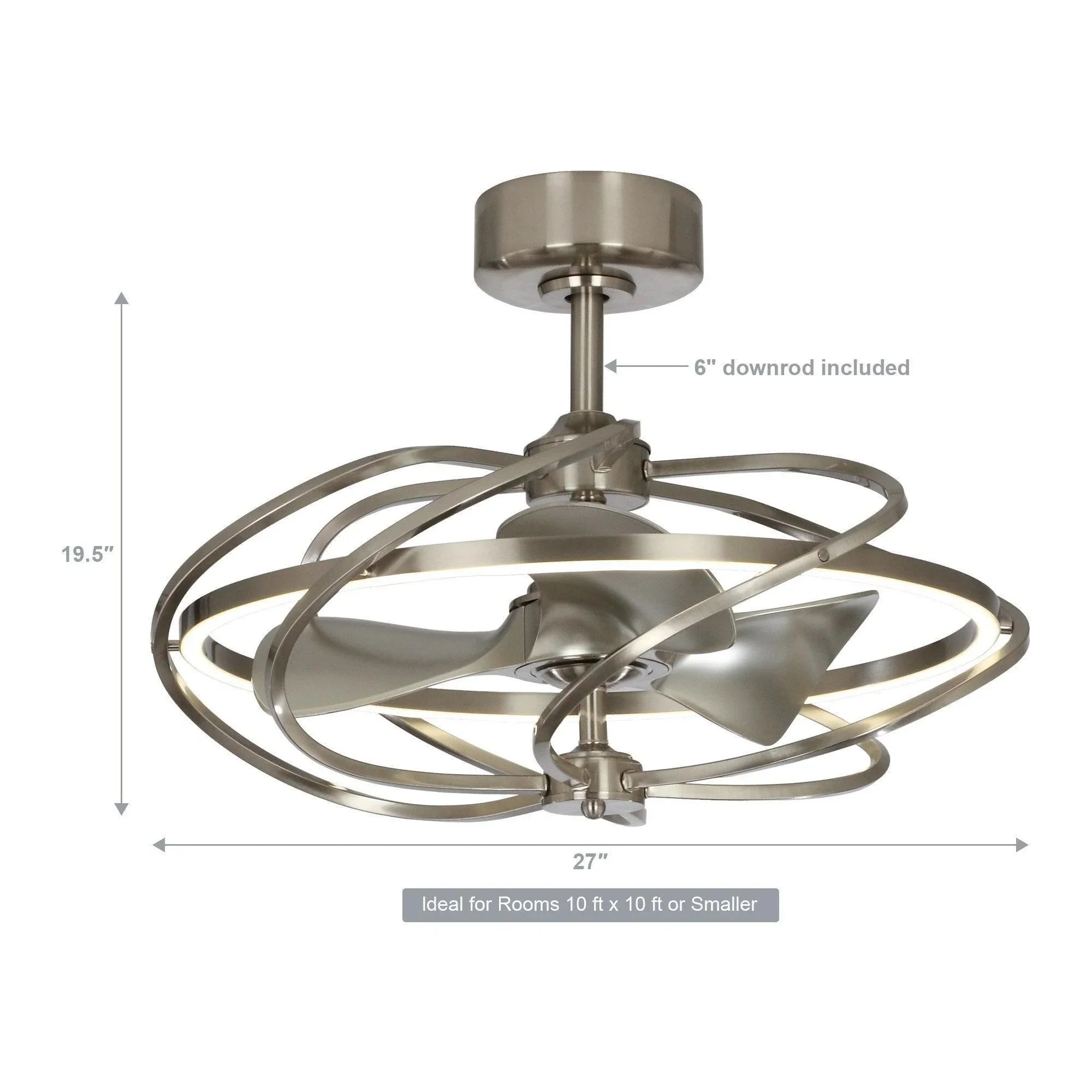 Parrot Uncle 27-Inch Bucholz Industrial DC Motor Brushed Nickel Downrod Mount Reversible Ceiling Fan with Lighting and Remote Control (F8203A110V) - Image 15