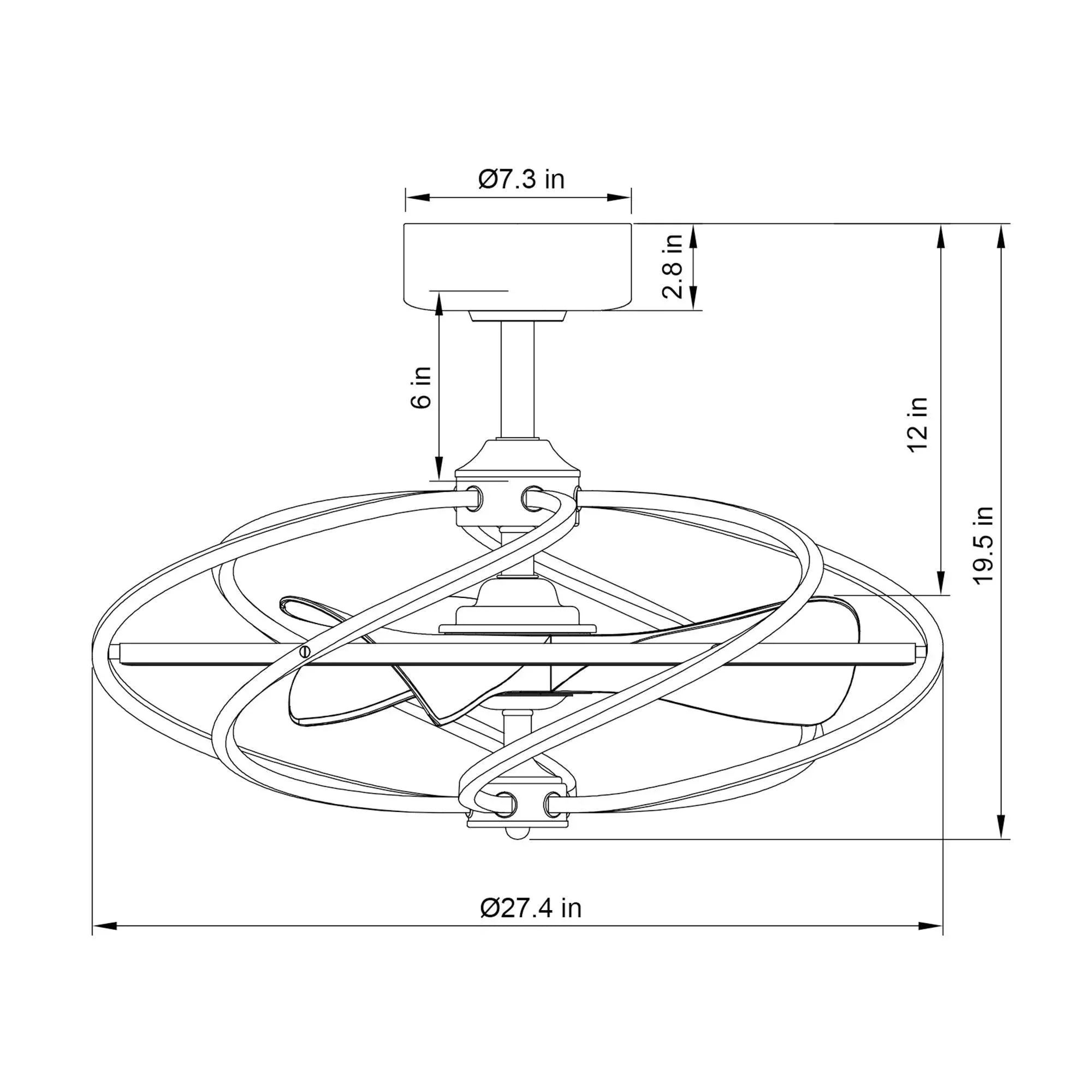 Parrot Uncle 27-Inch Bucholz Industrial DC Motor Brushed Nickel Downrod Mount Reversible Ceiling Fan with Lighting and Remote Control (F8203A110V) - Image 16