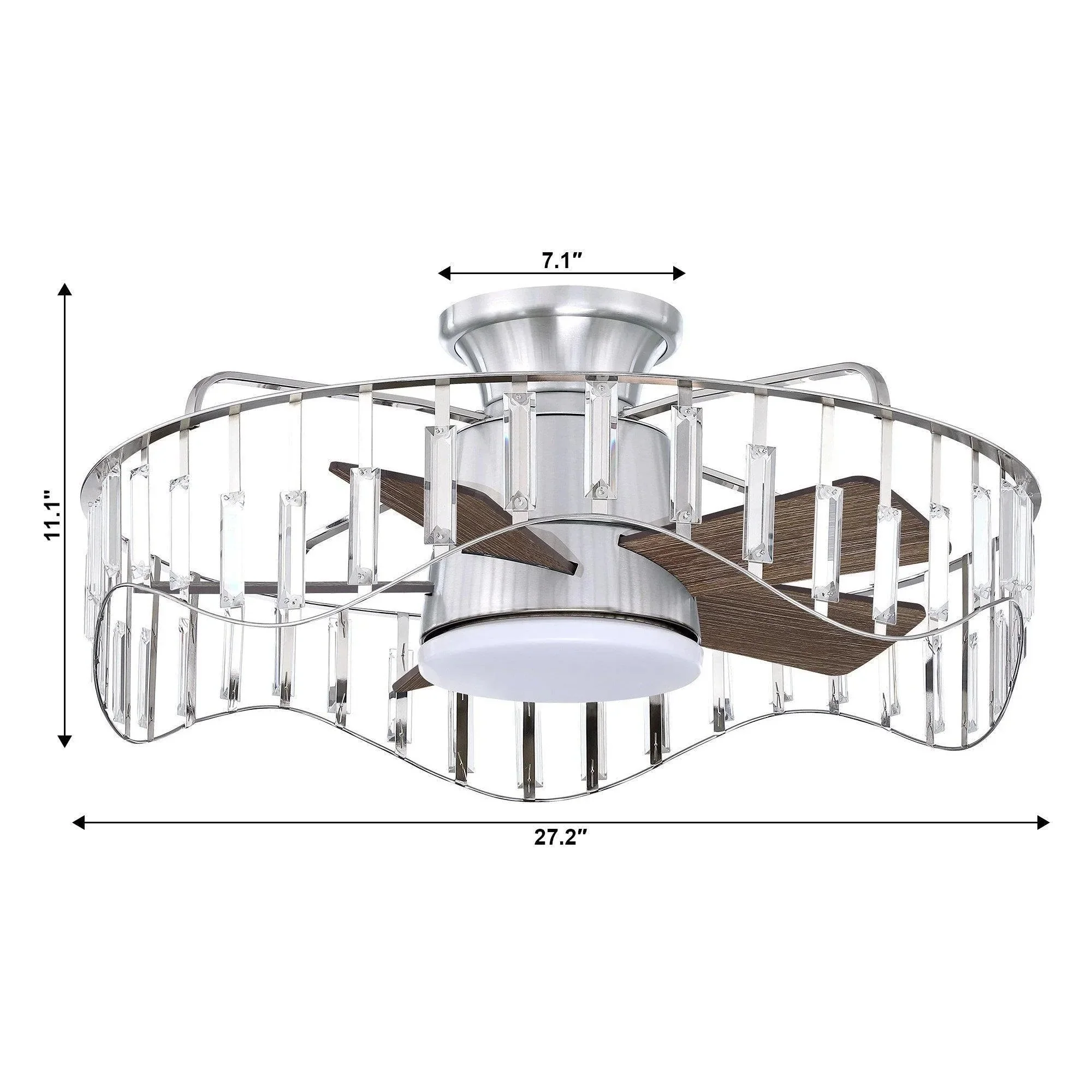 Parrot Uncle 27-Inch Modern Brush Nickel Flush Mount Reversible Ceiling Fan with Lighting and Remote Control (F8279110V) - Image 7