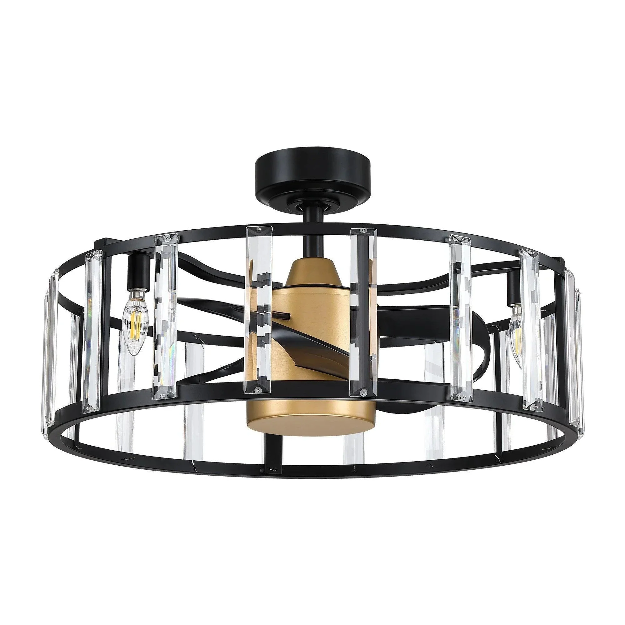 Parrot Uncle 27" Modern DC Motor Downrod Mount Reversible Crystal Ceiling Fan with Lighting and Remote Control (F8282110V) - Image 7