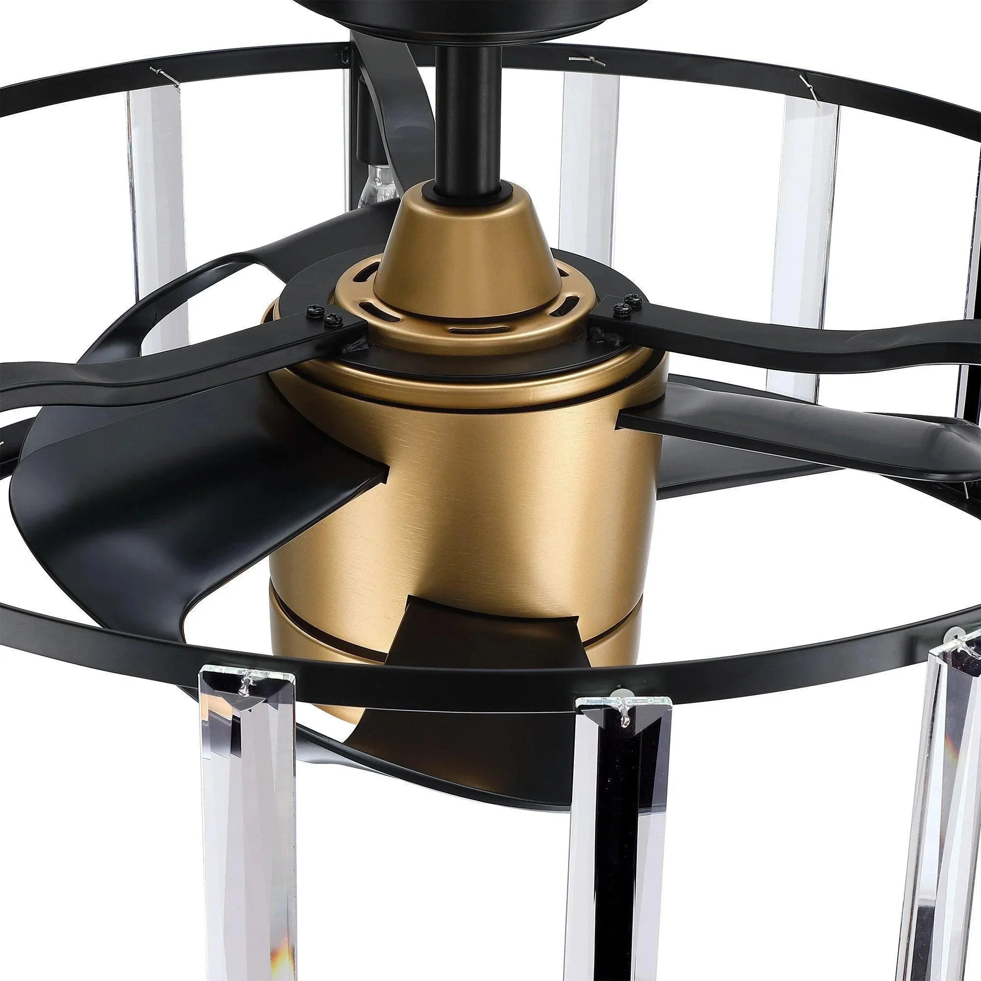 Parrot Uncle 27" Modern DC Motor Downrod Mount Reversible Crystal Ceiling Fan with Lighting and Remote Control (F8282110V) - Image 8