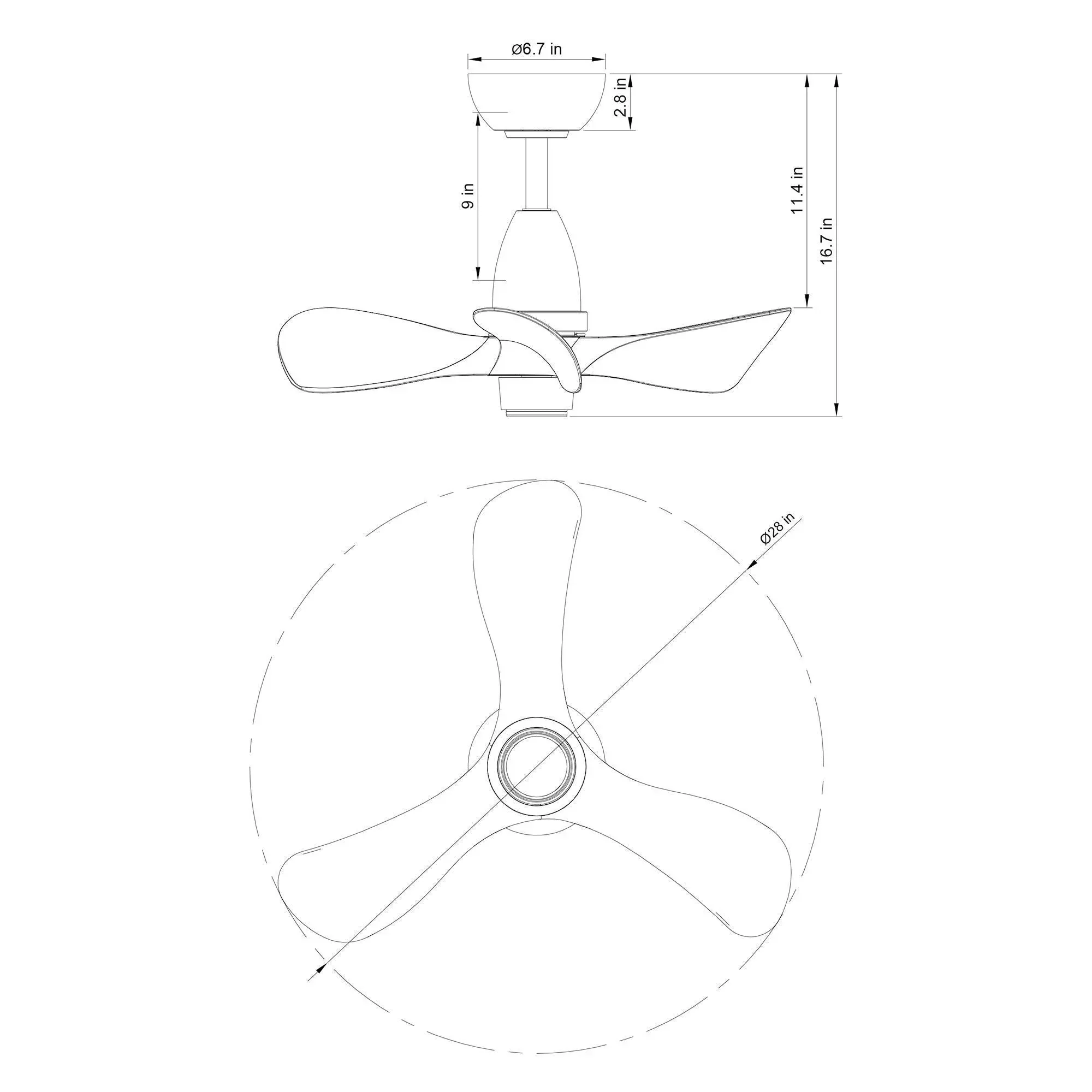 Parrot Uncle 28-Inch Kwang Farmhouse DC Motor Downrod Mount Reversible Ceiling Fan with LED Lighting and Remote Control - Image 31