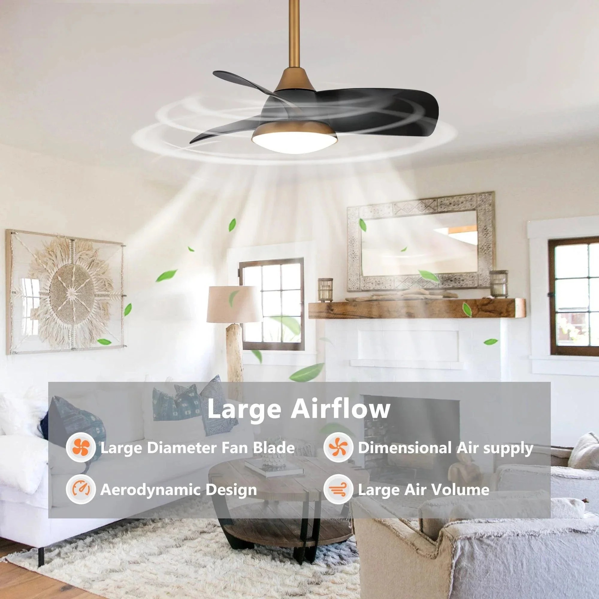 Parrot Uncle 28-Inch Modern DC Motor Downrod Mount Reversible Ceiling Fan with LED Lighting and Remote Control - Image 12
