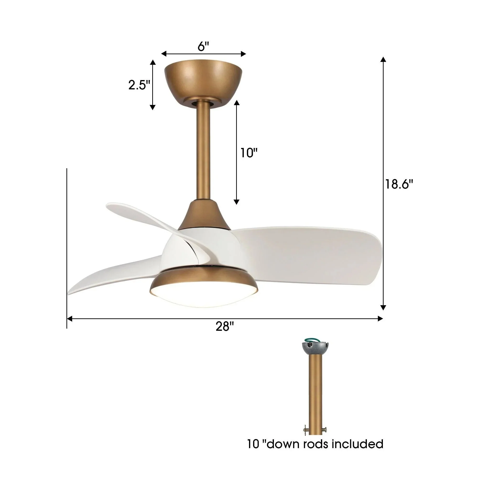Parrot Uncle 28-Inch Modern DC Motor Downrod Mount Reversible Ceiling Fan with LED Lighting and Remote Control - Image 28