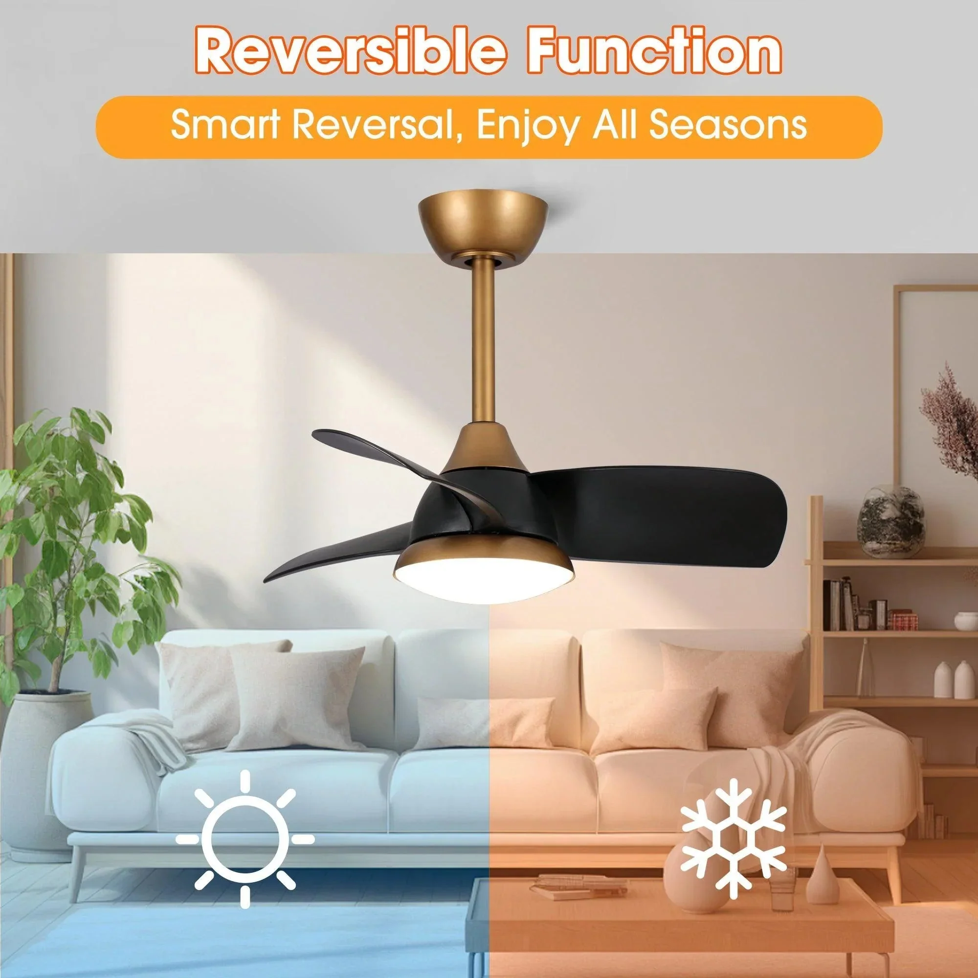 Parrot Uncle 28-Inch Modern DC Motor Downrod Mount Reversible Ceiling Fan with LED Lighting and Remote Control - Image 6