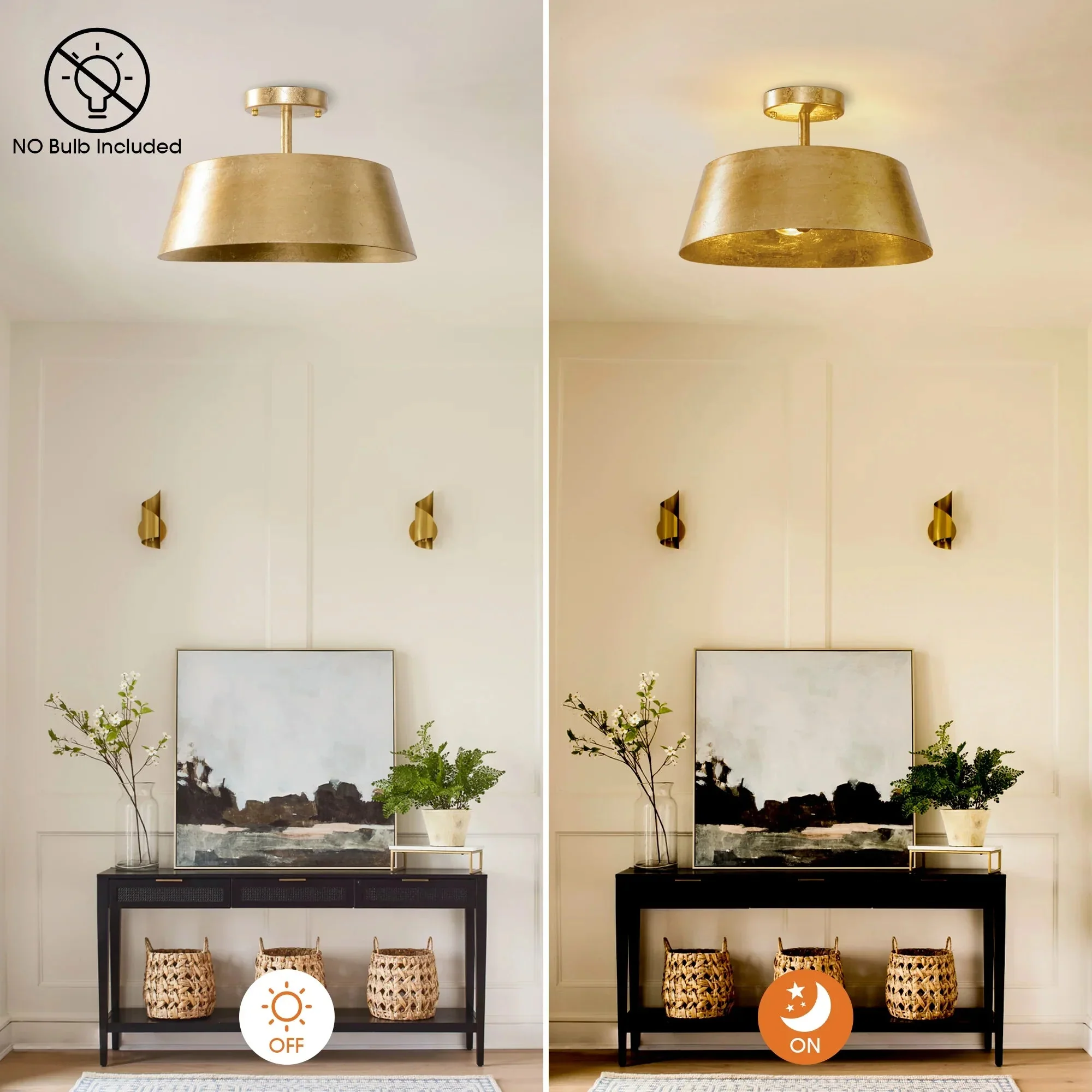 Parrot Uncle 3-Light Golden Semi Flush Mount Lighting (BBW9746-3) - Image 4
