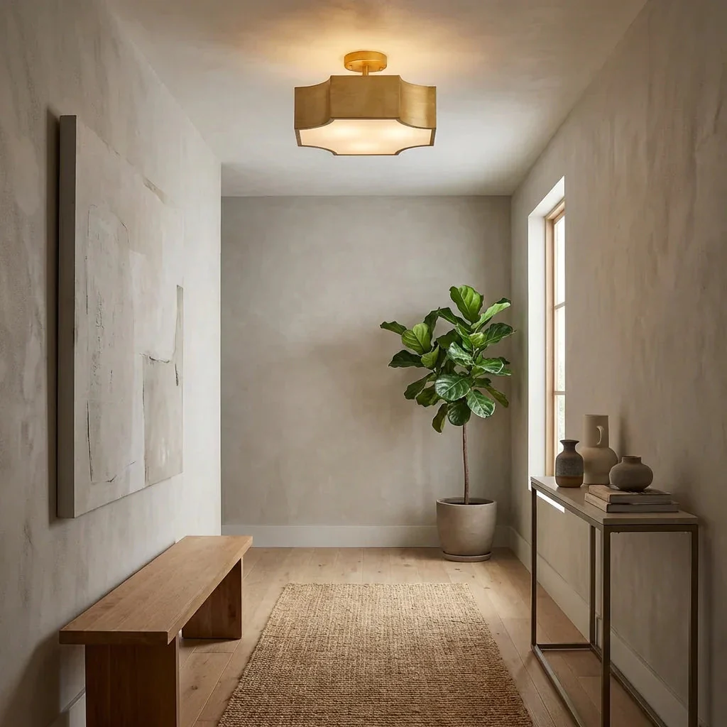 Parrot Uncle 3-Light Vintage Golden LED Semi Flush Mount Light for Entrance, Closet, Kitchen (BBW9279-3110V) - Image 3