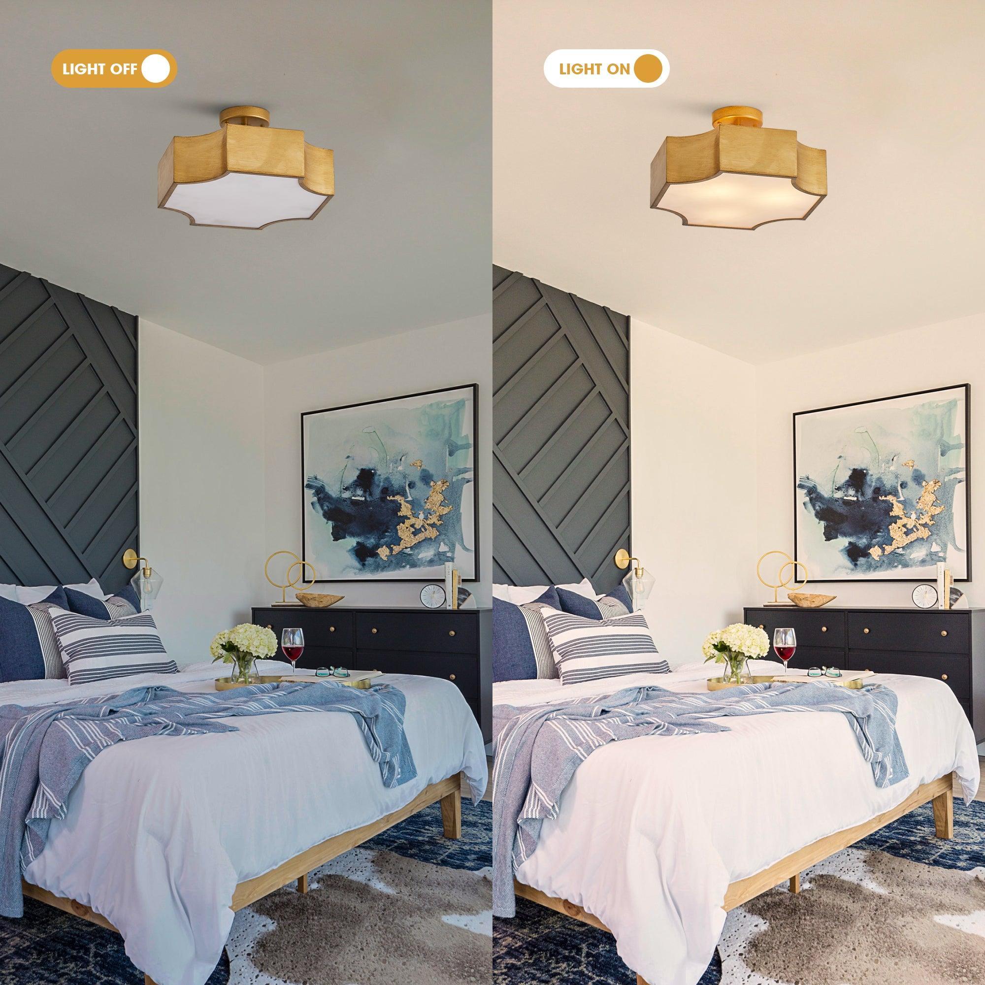 Parrot Uncle 3-Light Vintage Golden LED Semi Flush Mount Light for Entrance, Closet, Kitchen (BBW9279-3110V) - Image 4