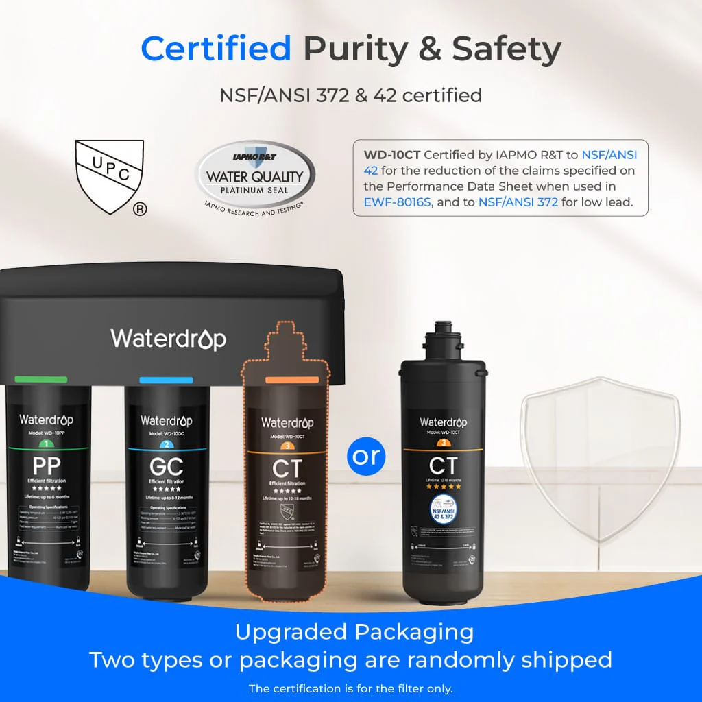 Waterdrop Layer Under Sink Water Filter System, Under Sink Water Filtration System, Reduces PFAS, PFOA/PFOS, Fluoride, Chlorine, Bad Taste & Odor, NSF/ANSI 42 Certified Element, USA Tech (WD-TSA-10) - Image 5