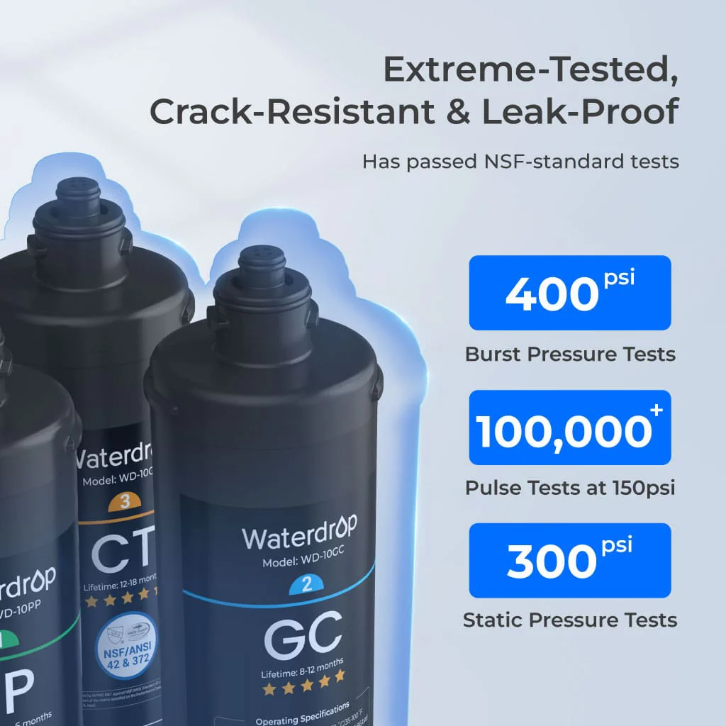 Waterdrop Layer Under Sink Water Filter System, Under Sink Water Filtration System, Reduces PFAS, PFOA/PFOS, Fluoride, Chlorine, Bad Taste & Odor, NSF/ANSI 42 Certified Element, USA Tech (WD-TSA-10) - Image 8