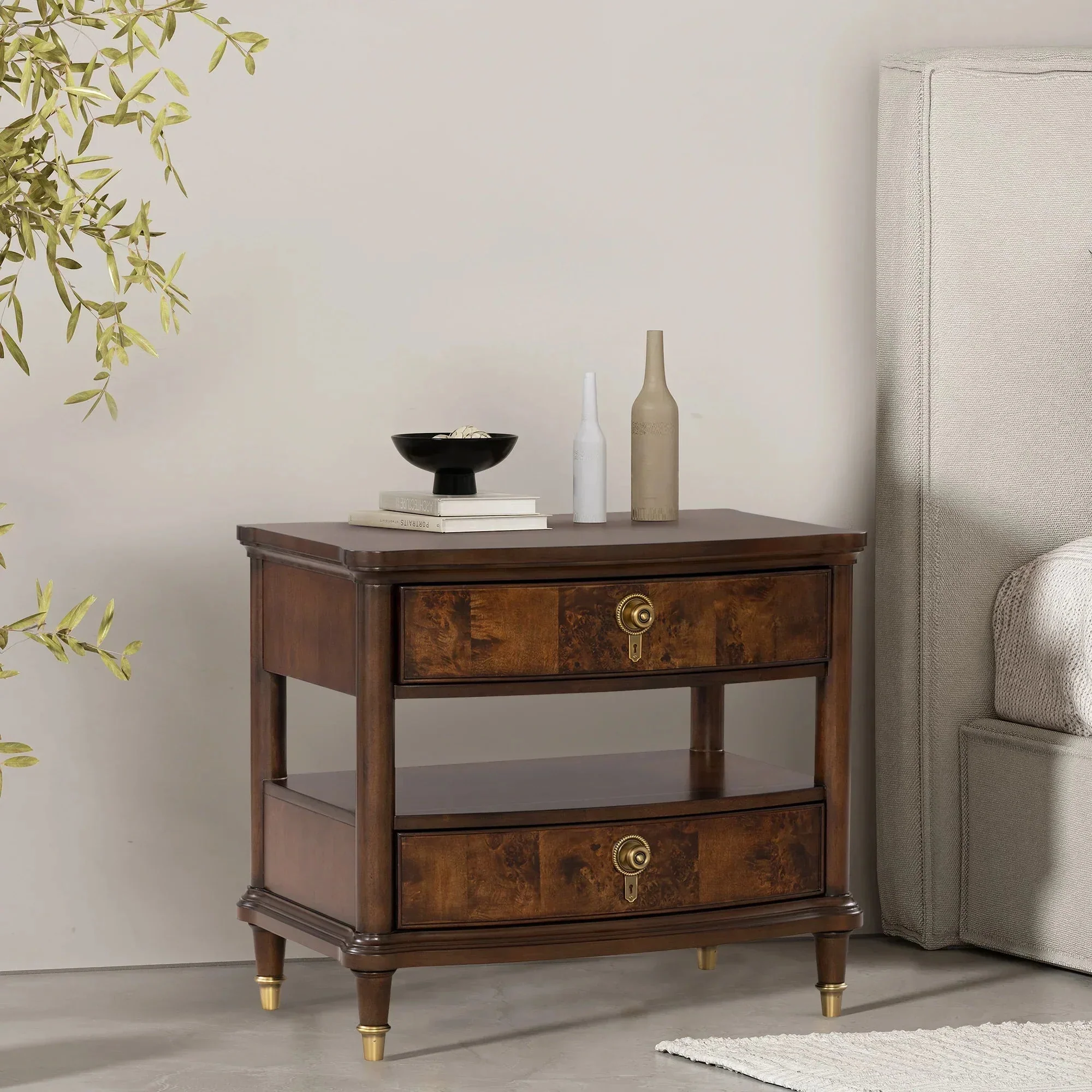 Parrot Uncle 30.5-Inch Westerham French Nightstand Power Outlet with LED Light in Dark Brown (FM74001CH-N-PU) - Image 4