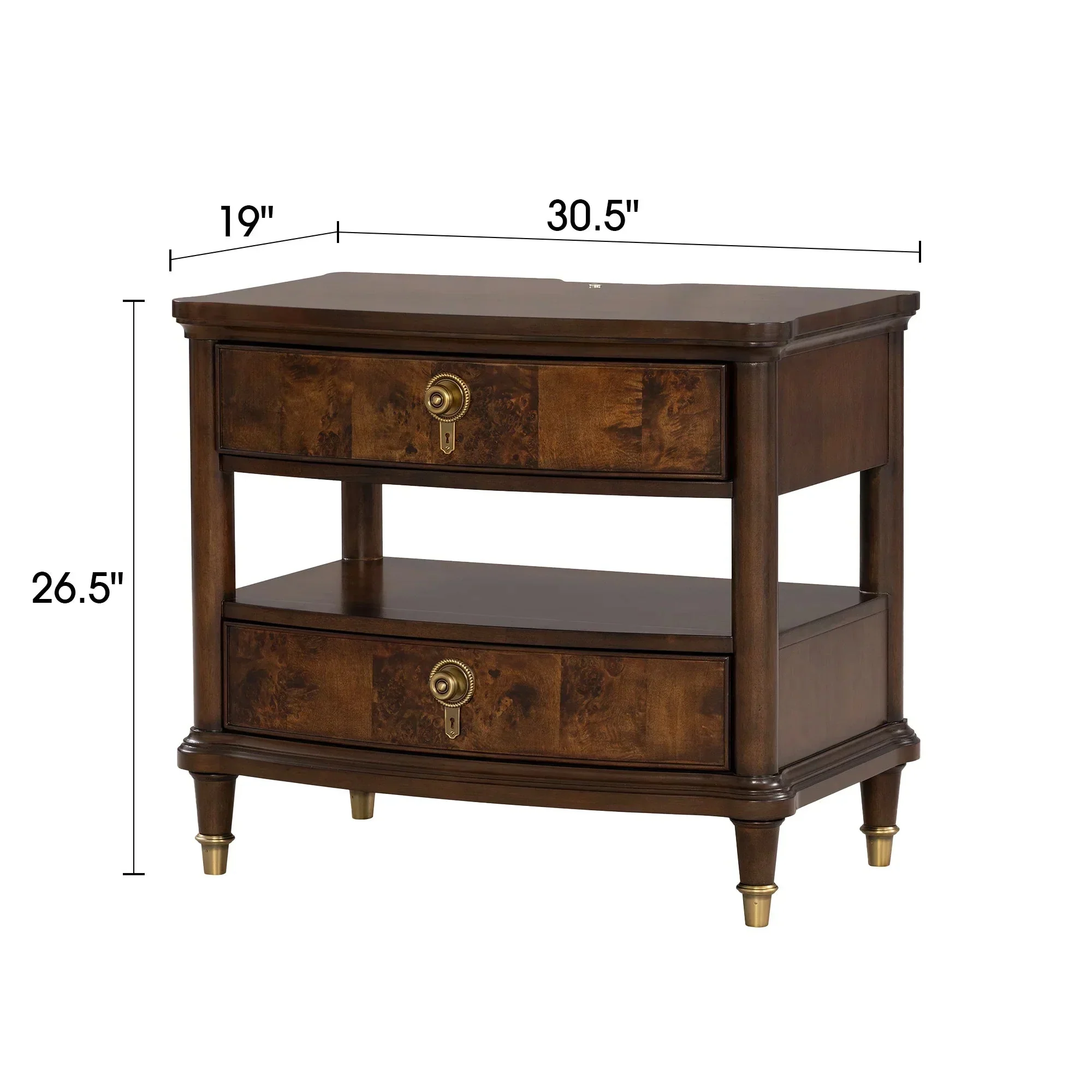 Parrot Uncle 30.5-Inch Westerham French Nightstand Power Outlet with LED Light in Dark Brown (FM74001CH-N-PU) - Image 8