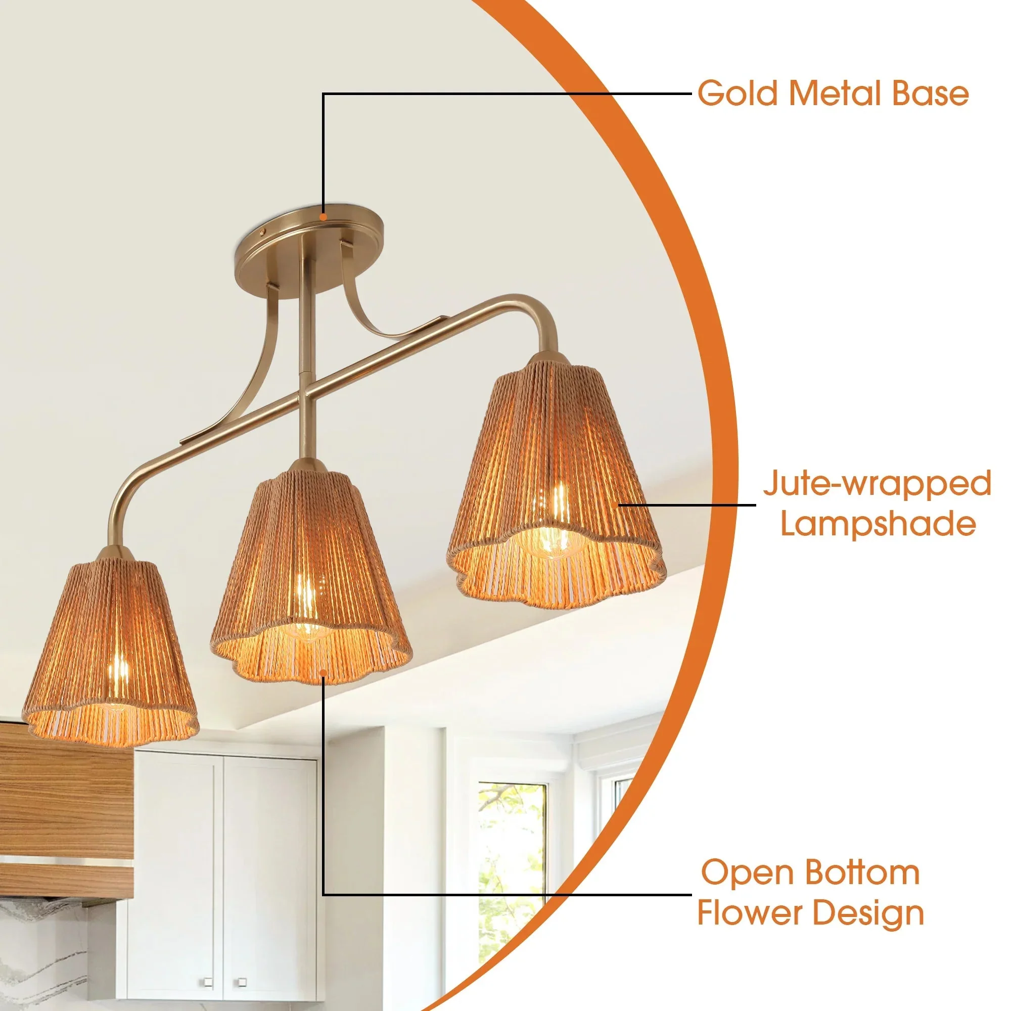 Parrot Uncle 30-Inch Paddy 3-Light Chandelier (C5001) - Image 5