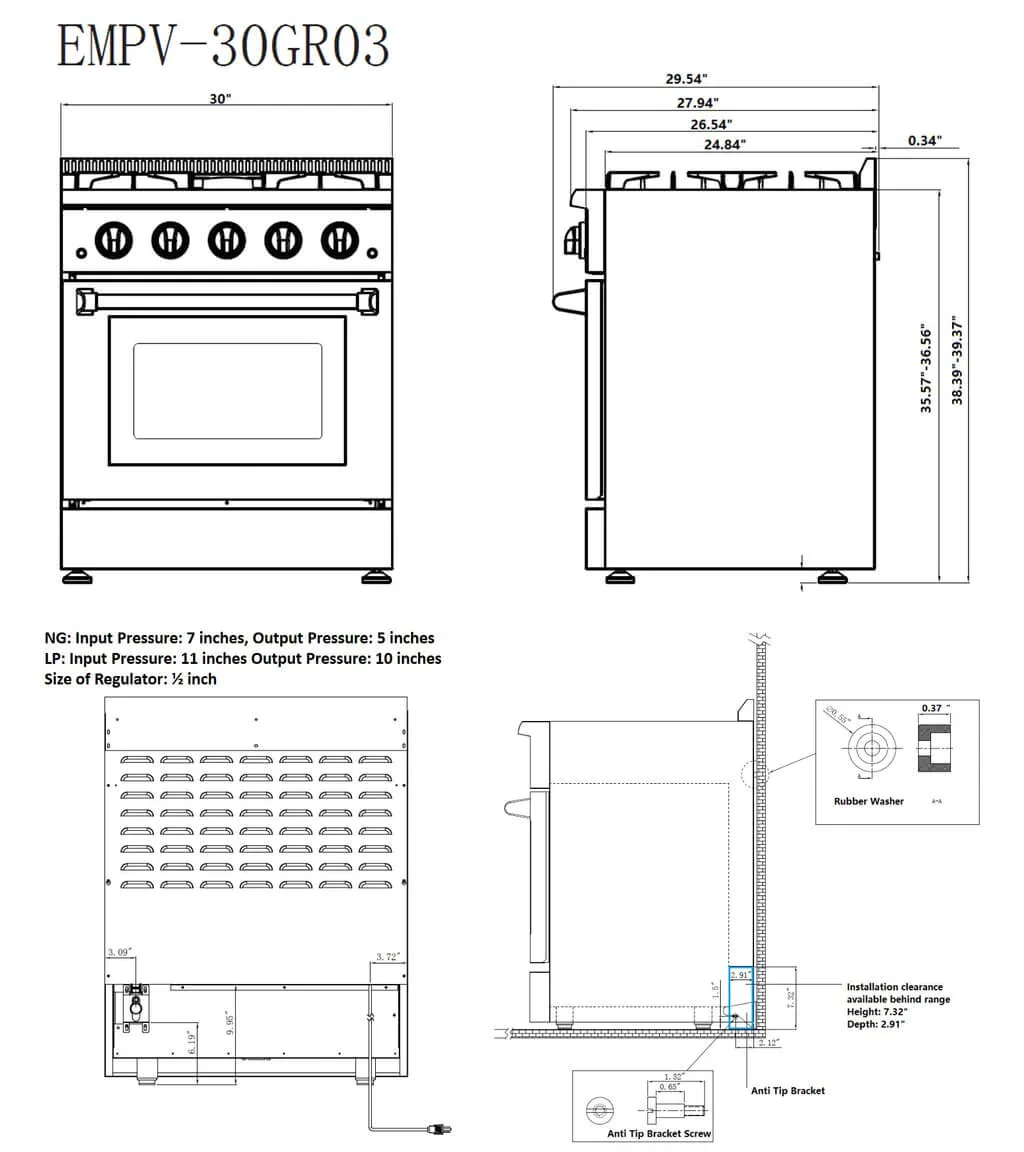 Empava 30-Inch Freestanding Range Gas Cooktop and Oven (EMPV-30GR03) - Image 7
