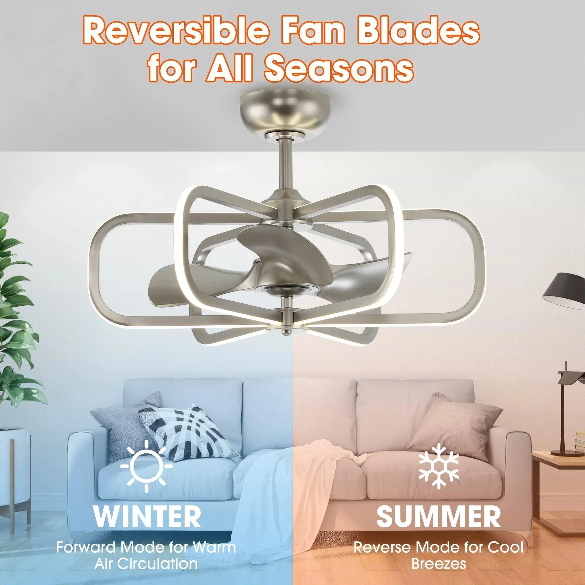 Parrot Uncle 30-Inch Theron Modern DC Motor Downrod Mount Reversible Ceiling Fan with LED Lighting and Remote Control (BBA535406CA110V) - Image 6