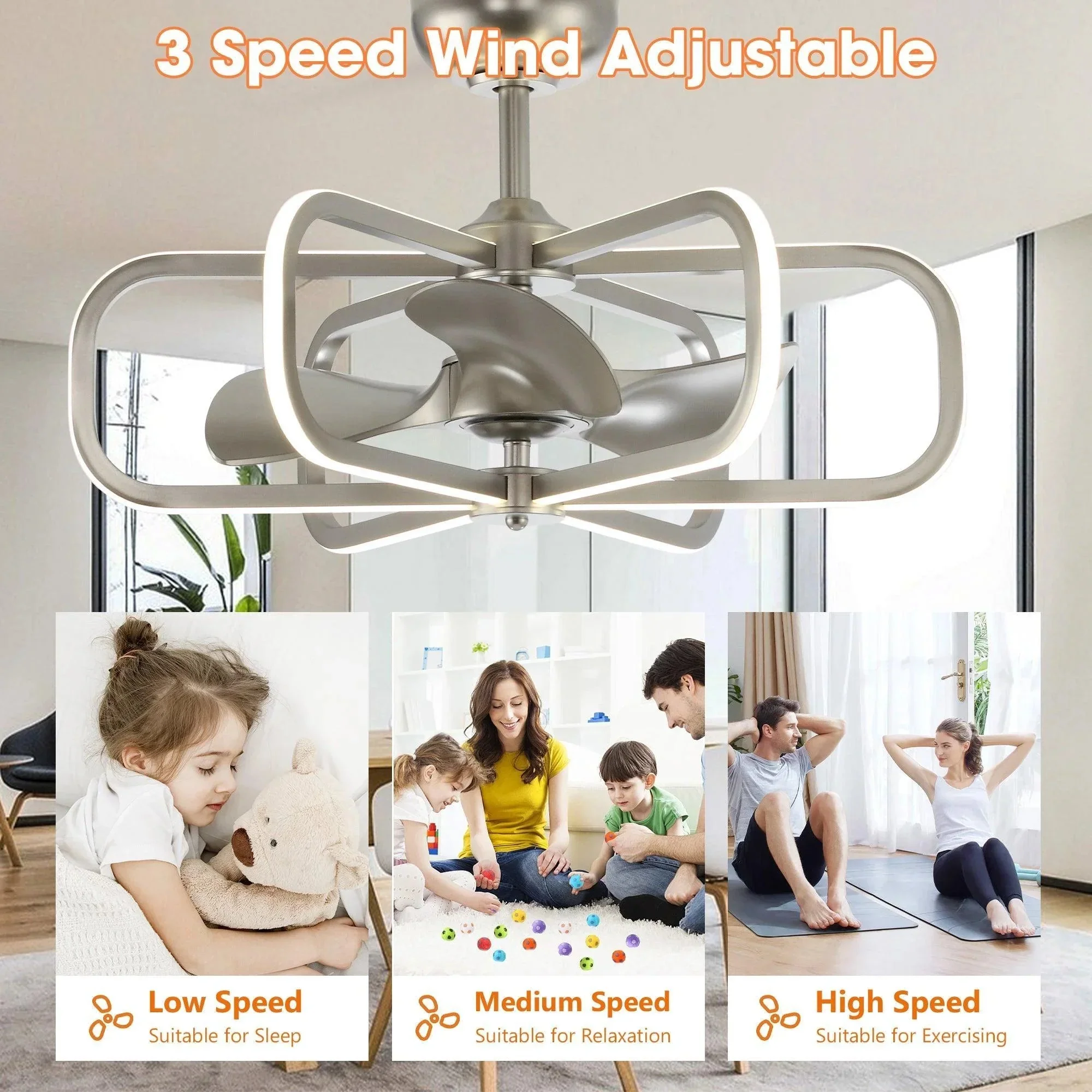 Parrot Uncle 30-Inch Theron Modern DC Motor Downrod Mount Reversible Ceiling Fan with LED Lighting and Remote Control (BBA535406CA110V) - Image 8